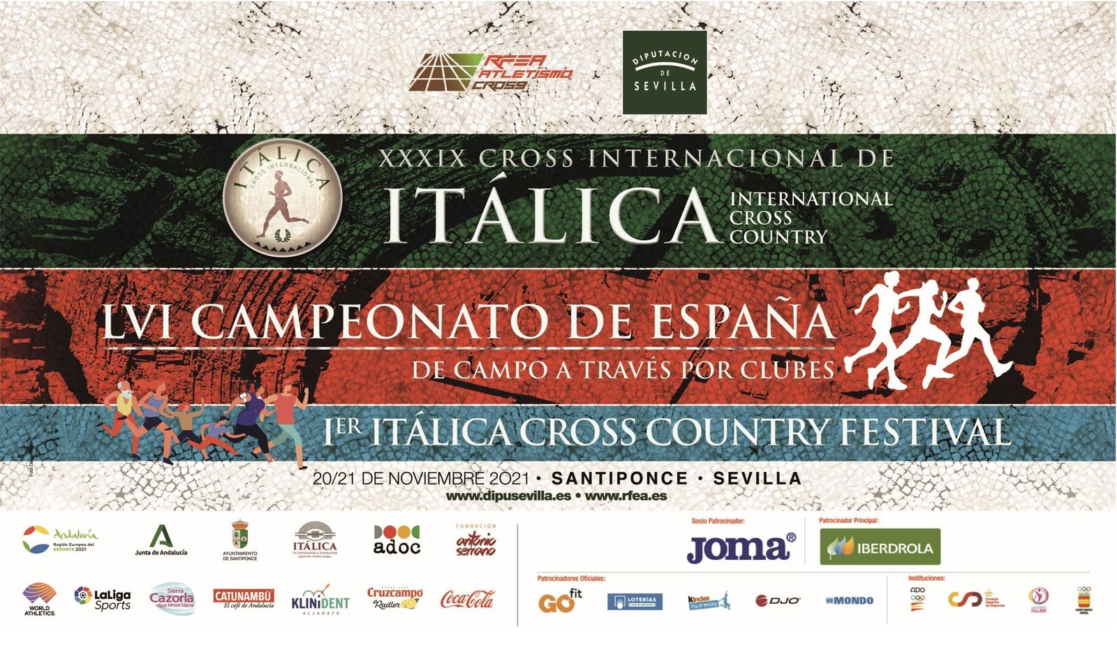 El cartel de la histórica jornada en Itálica con el Cross internacional y el Campeonato de España.