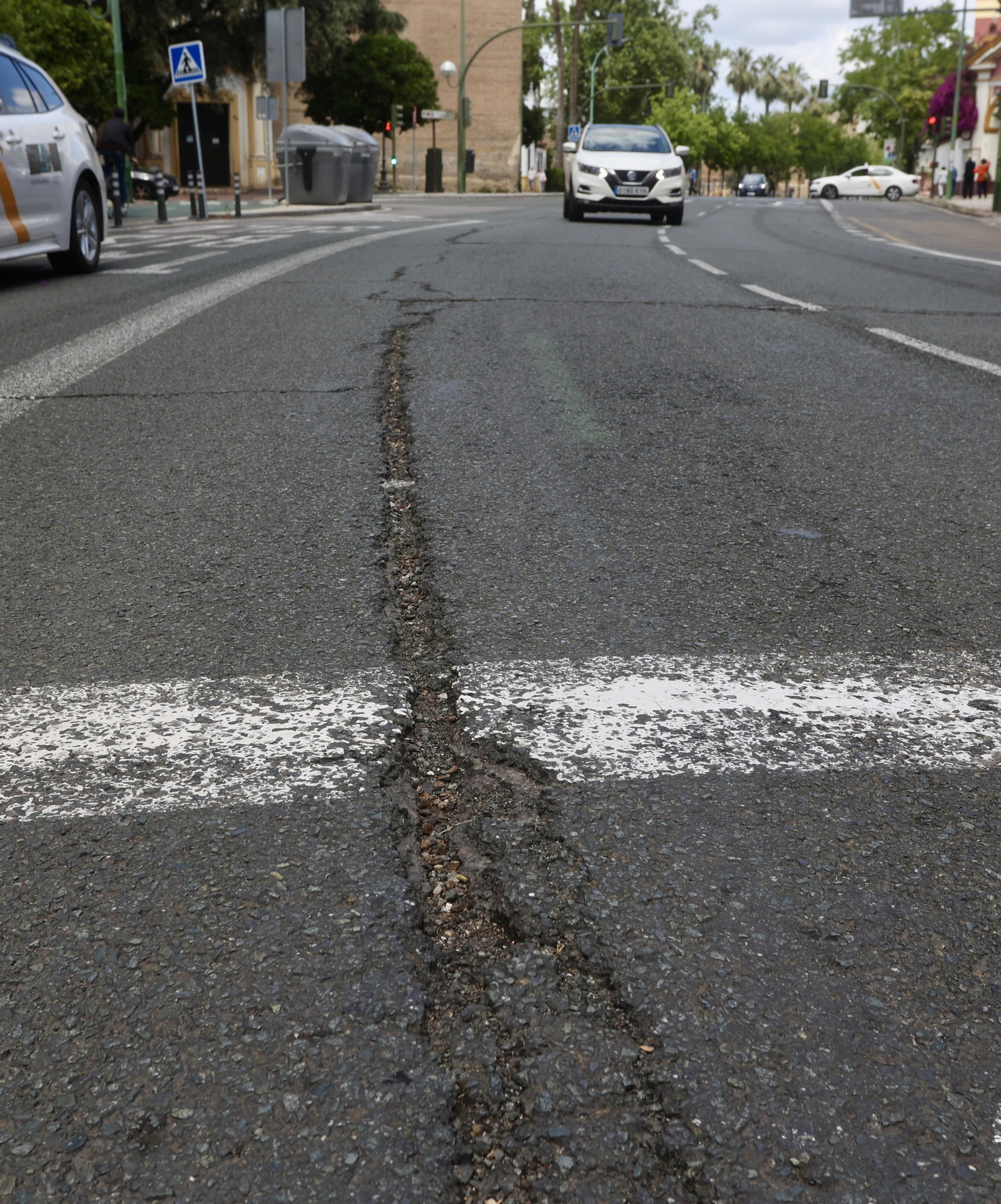 Grietas y baches en las avenidas principales