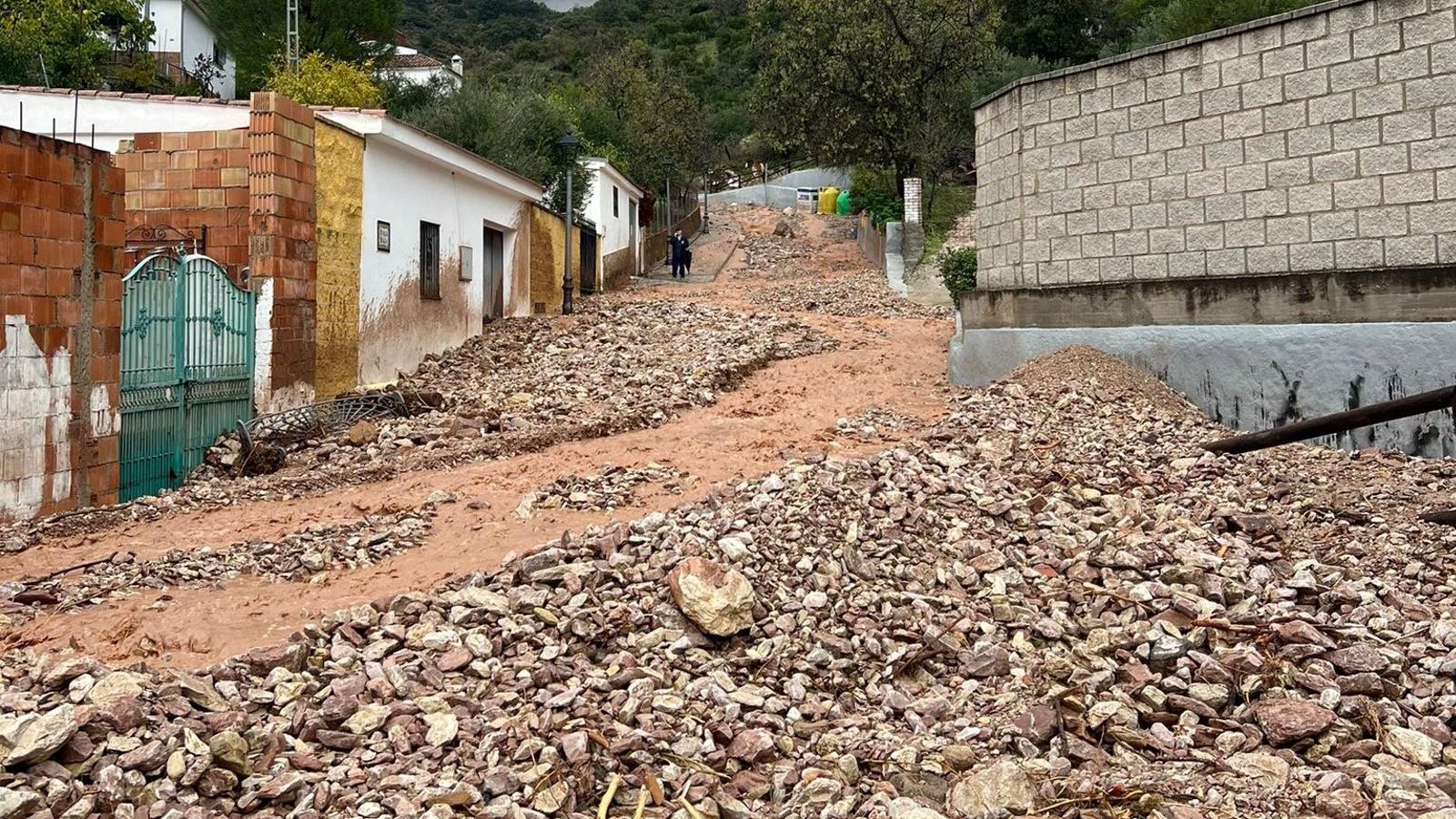 Imagen de una de las calles de Jimera de Líbar tras la riada Imagen de una de las calles de Jimera de Líbar tras la riada