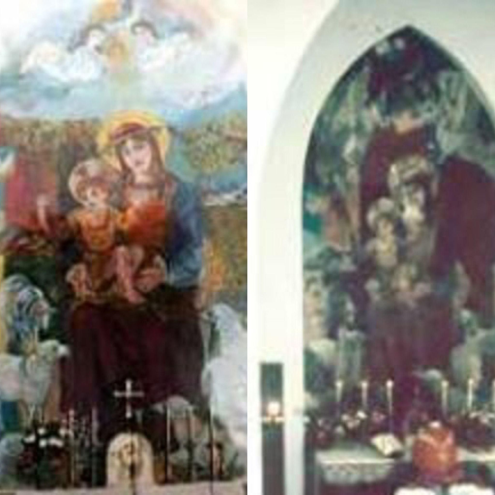 Fresco sobre la Virgen Divina Pastora.