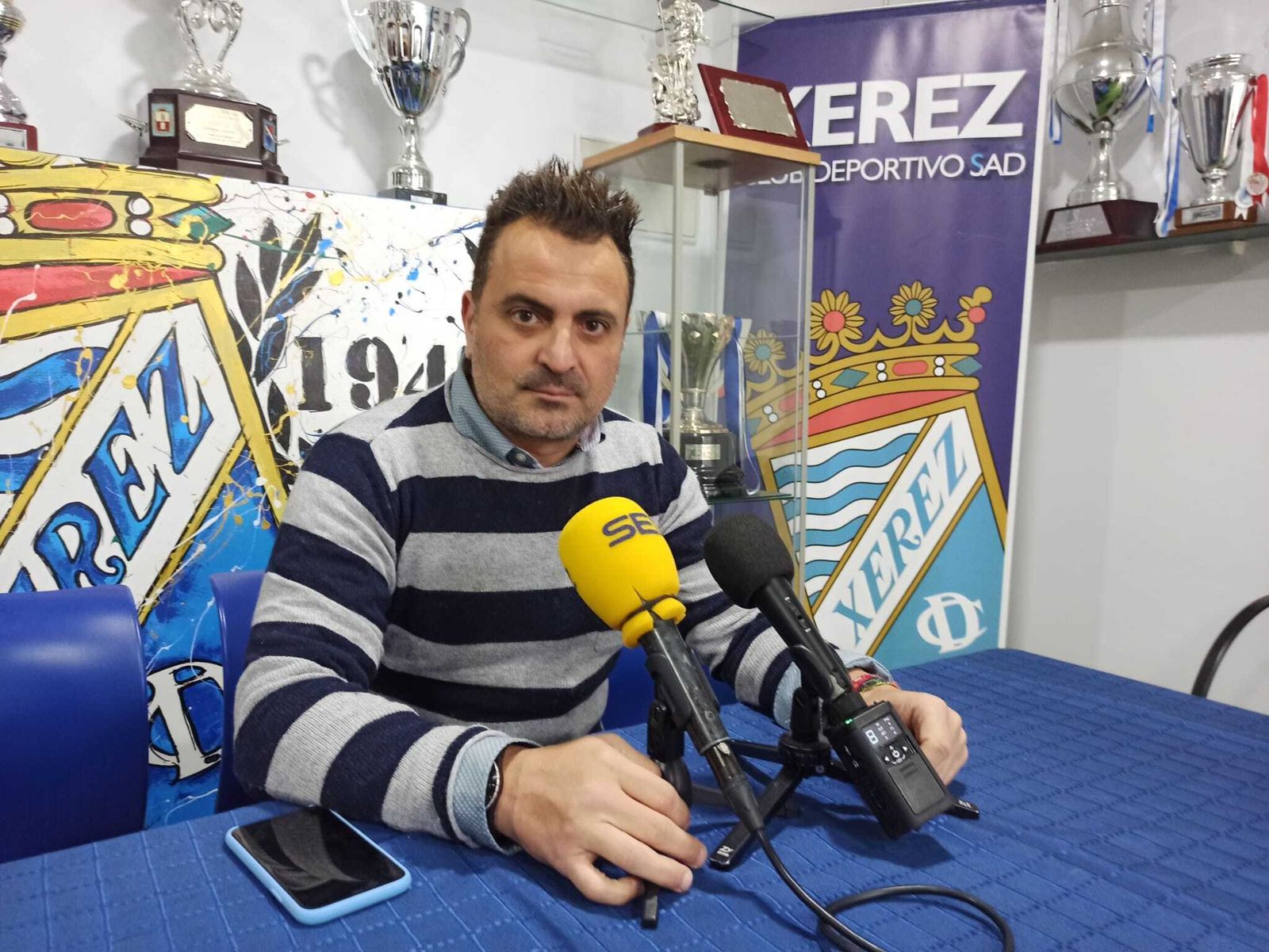 Joaquín Poveda, durante su comparecencia de prensa este viernes en la sede del club.