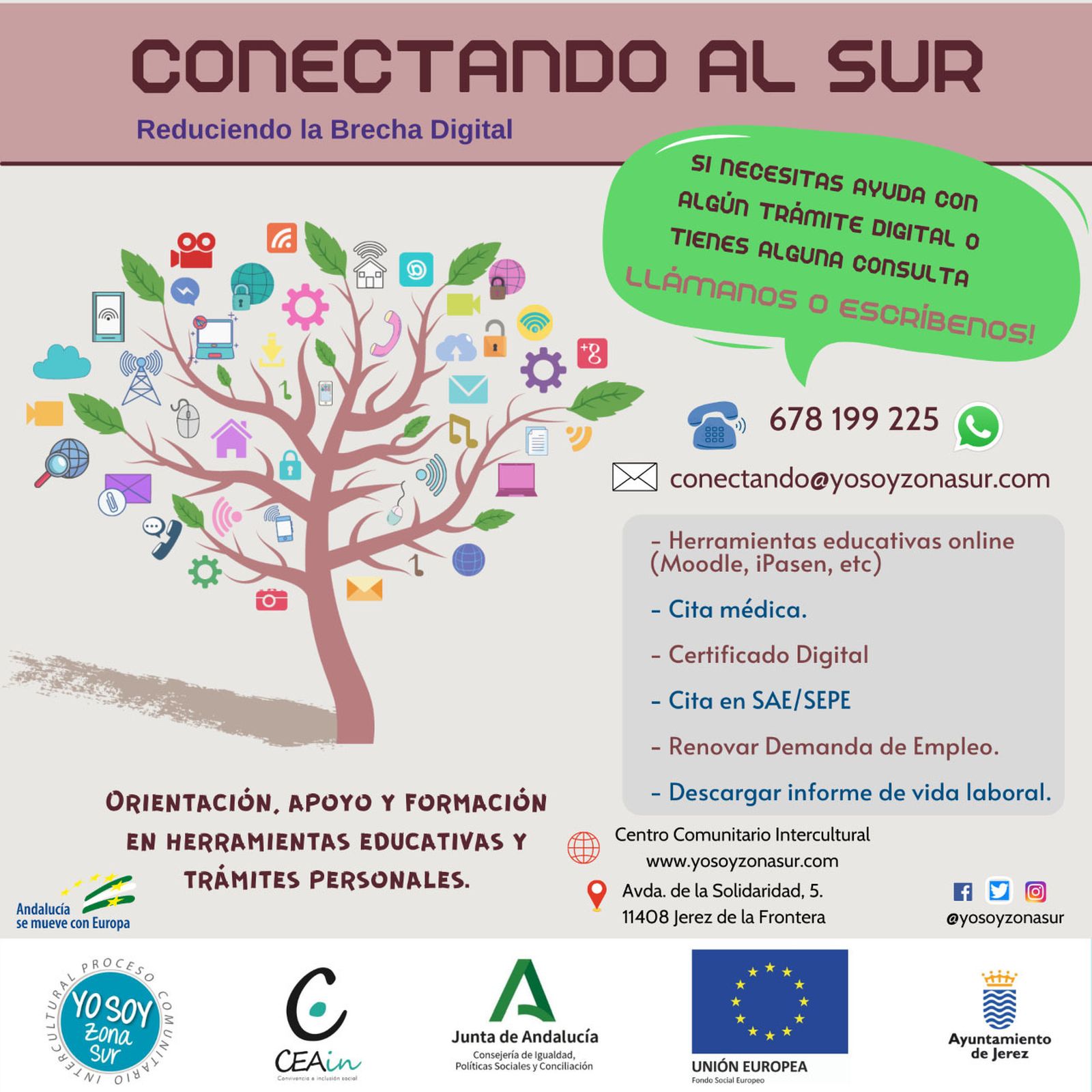 El Ayuntamiento de Jerez apoya a los centros a reducir la brecha digital.