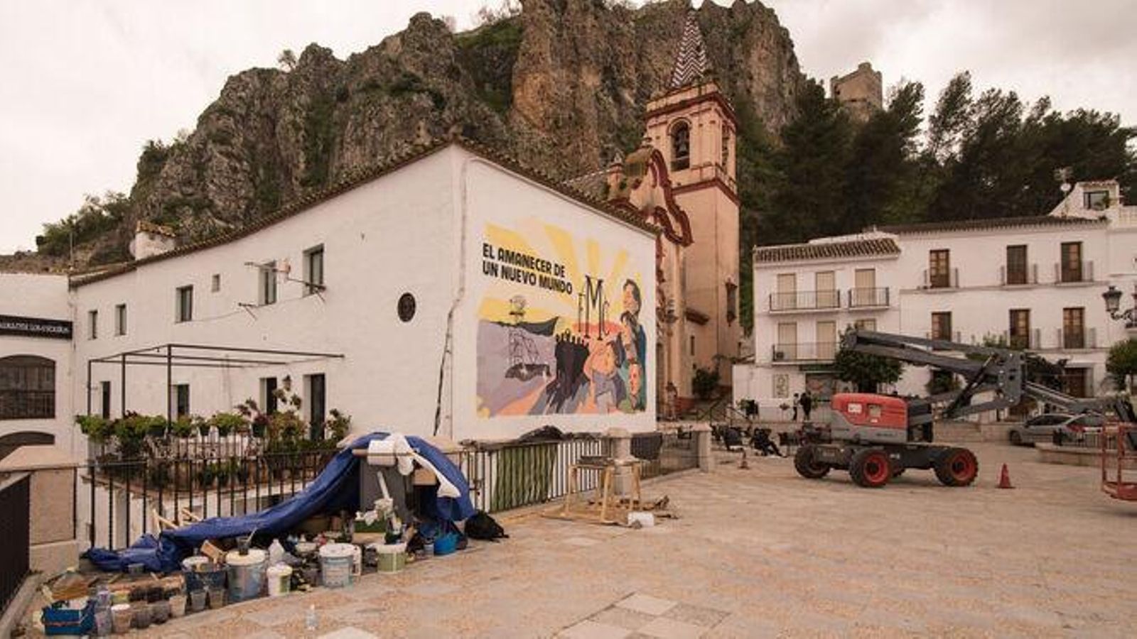 Rodaje de la serie 'Feria' en la Plaza del Rey.