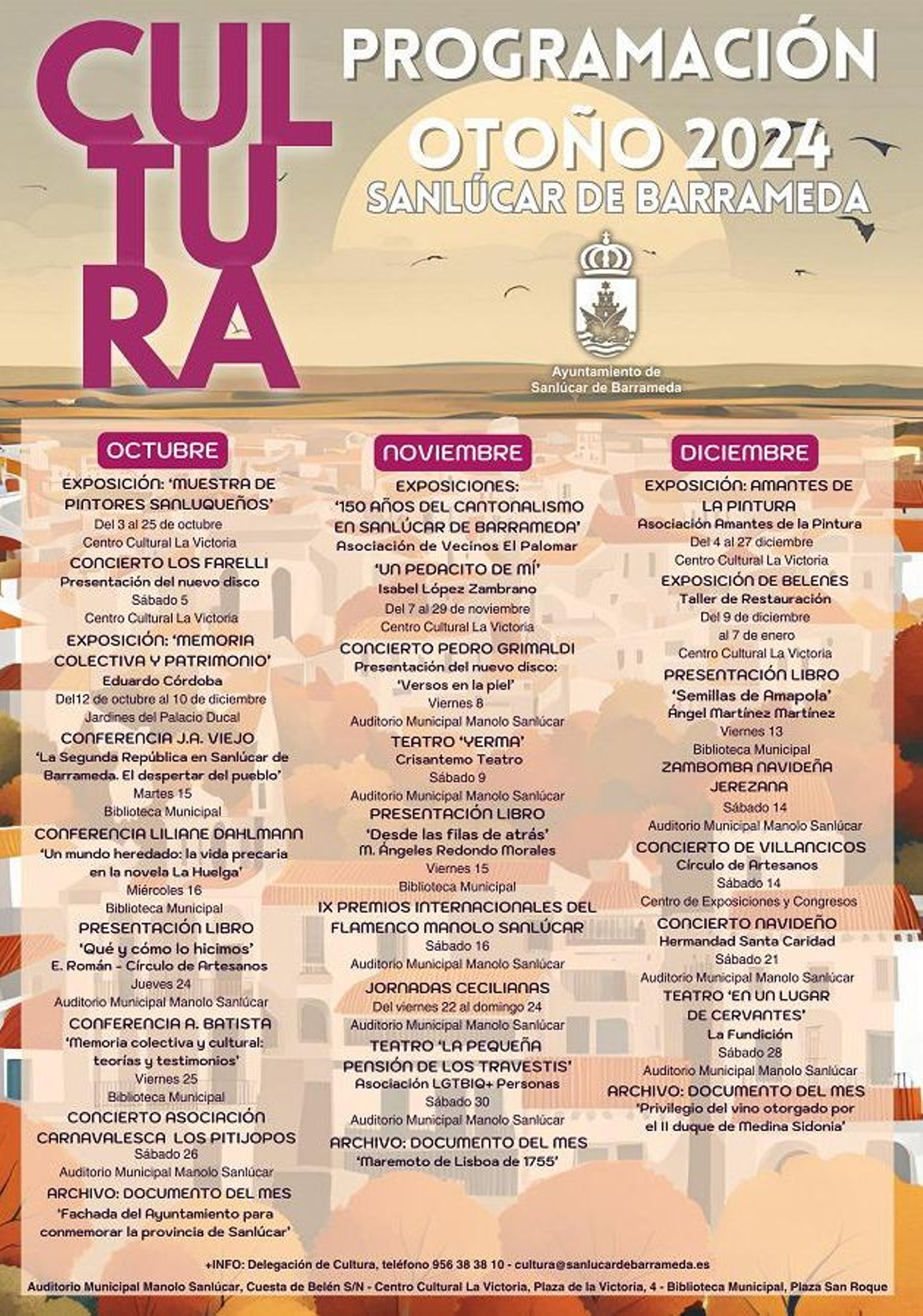Programación cultural de Sanlúcar para la temporada de otoño. Programación cultural de Sanlúcar para la temporada de otoño.