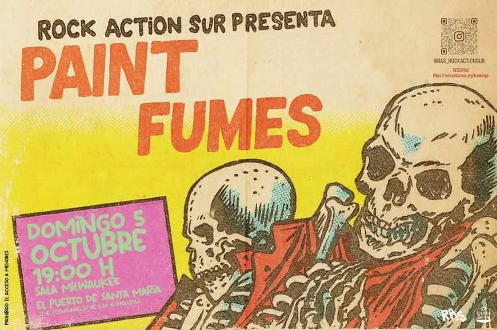 Cartel del concierto de Paint Fumes en la sala Milwaukke de El Puerto