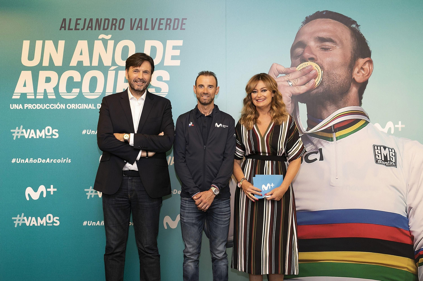 García Ropero (a la izquierda), nuevo director de contenidos, con Alejandro Valverde y Mónica Marchante