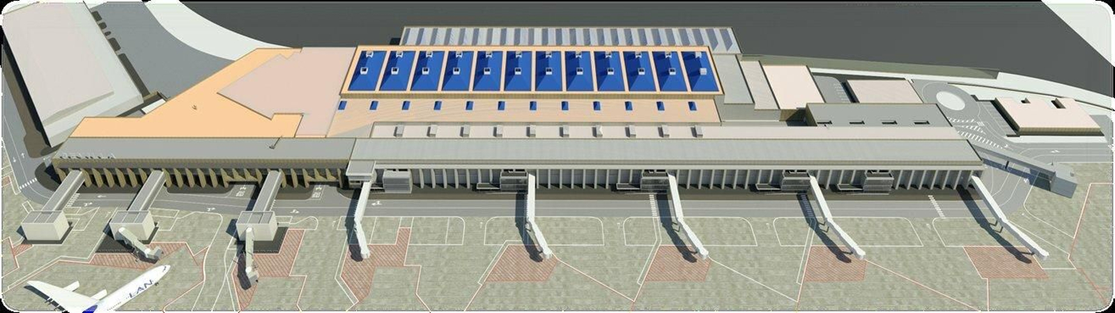Recreación virtual de cómo quedará el aeropuerto de Sevilla tras la remodelación.