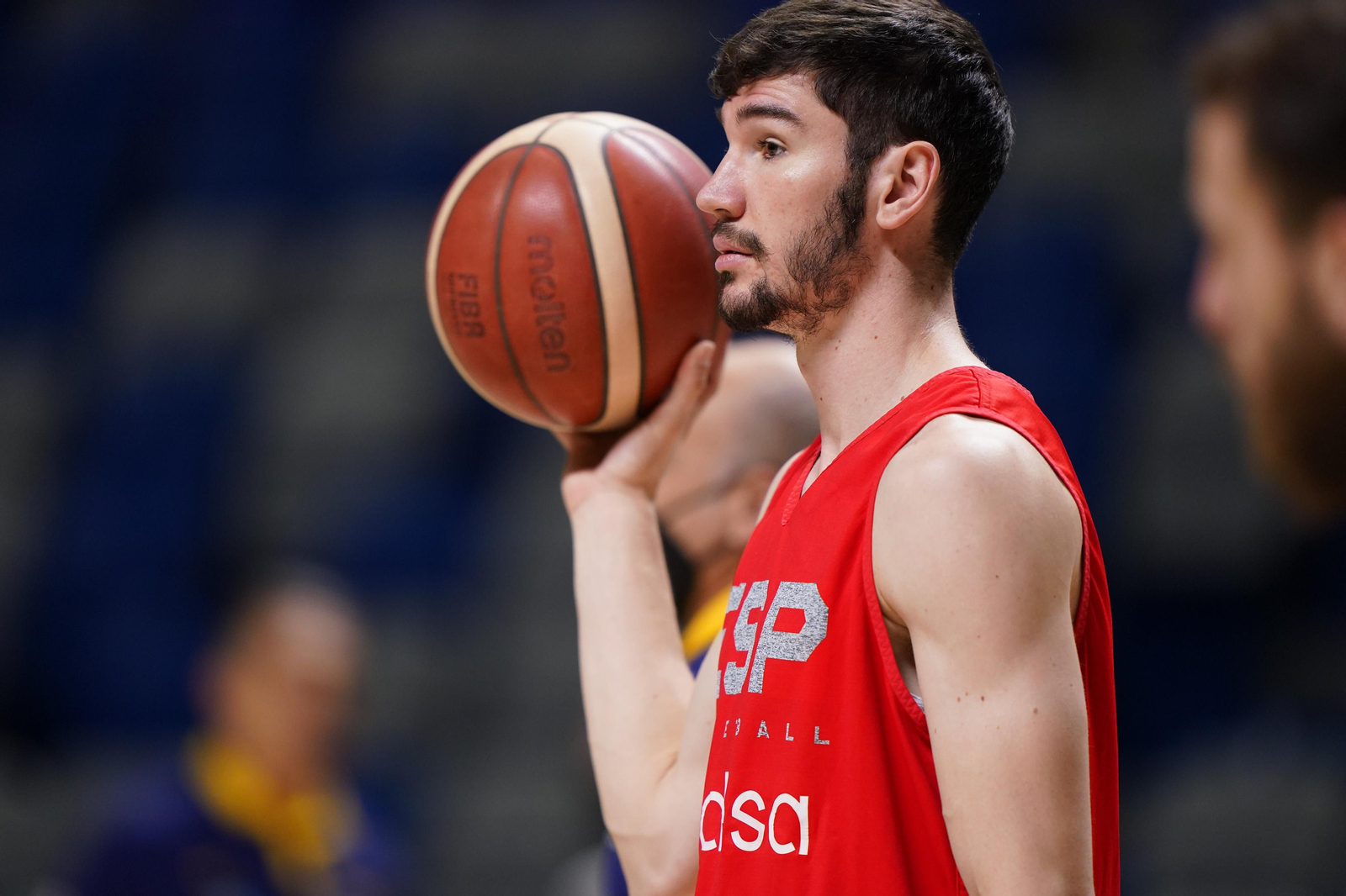 Brizuela, en un entrenamiento con España en el Carpena.