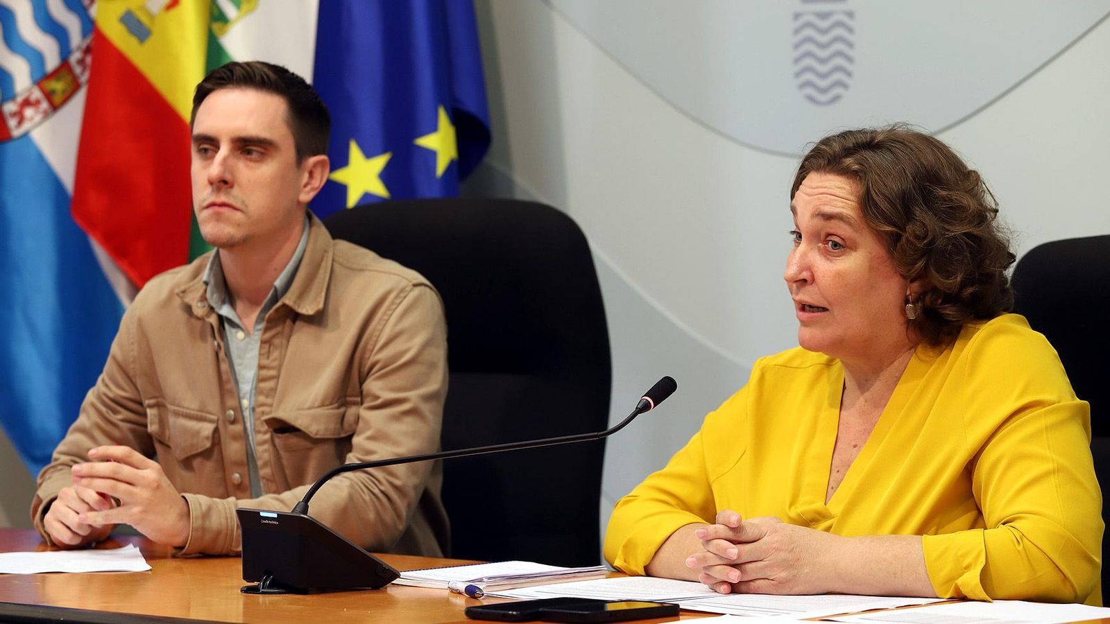 Belén de la Cuadra y Jaime Espinar, durante la comparecencia celebrada este martes.