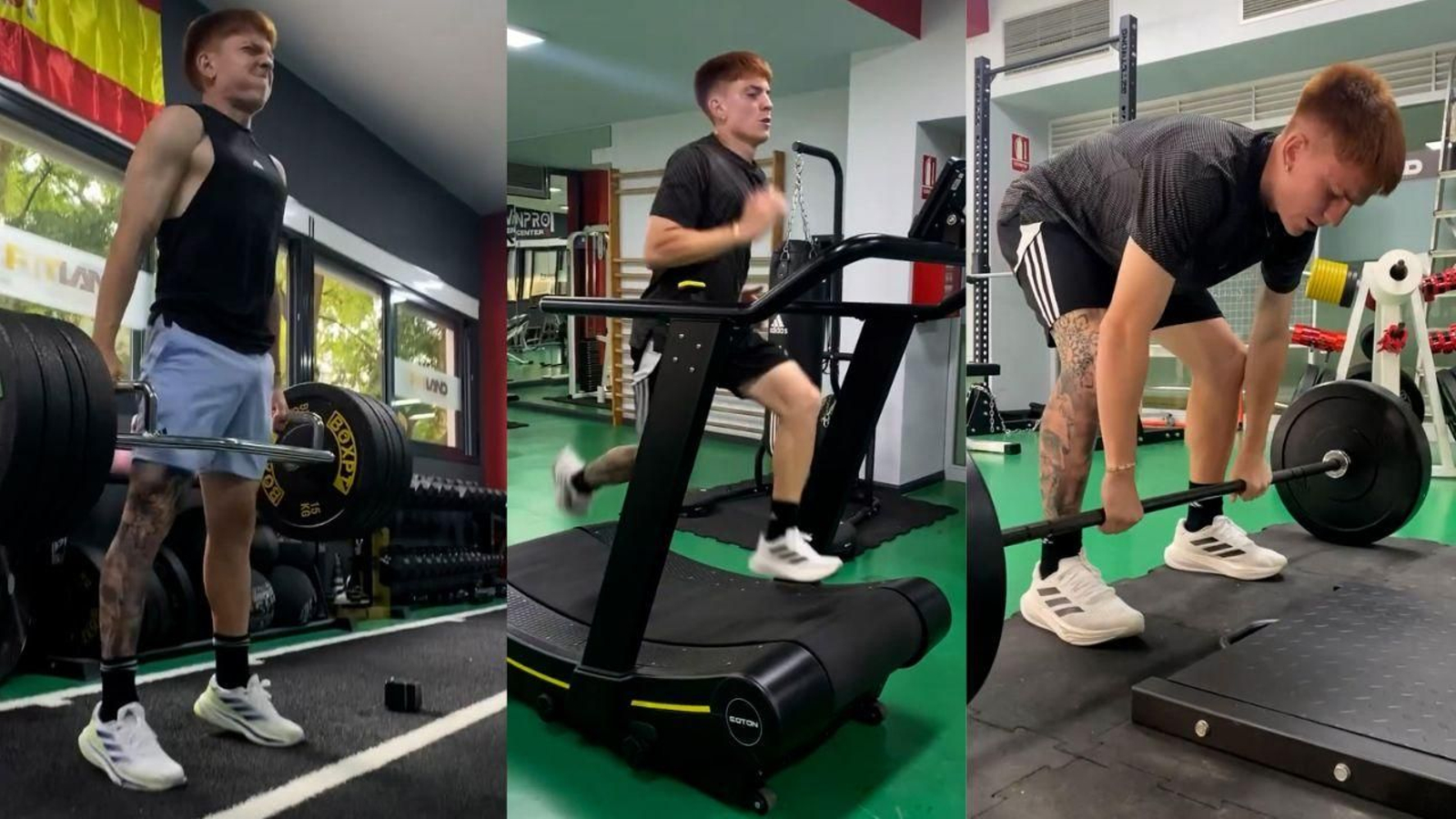 Valentín Barco ejercitándose a las órdenes de Fran Silva, preparador físico de Marcos Acuña.