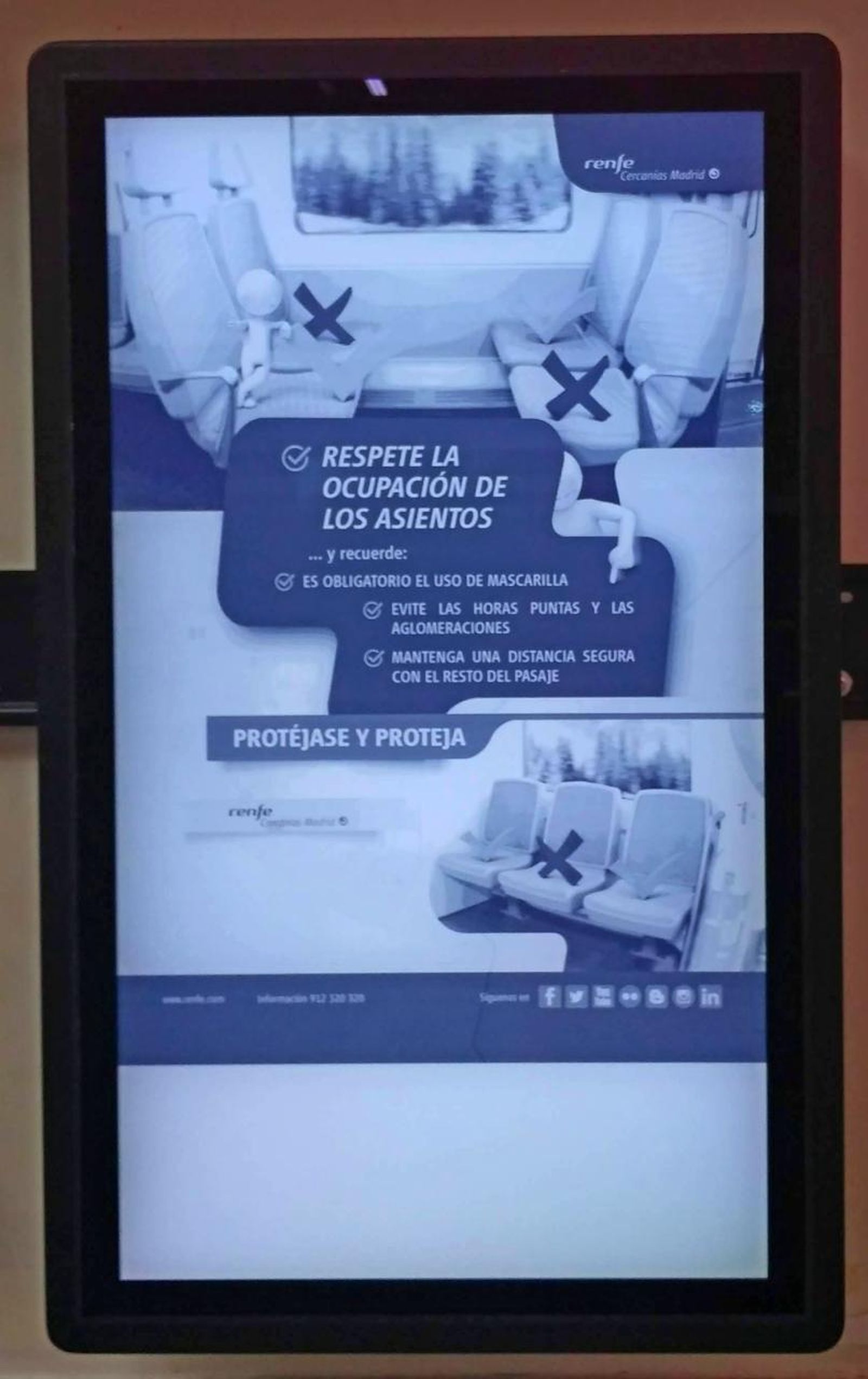 Pantalla en una estación de Renfe.