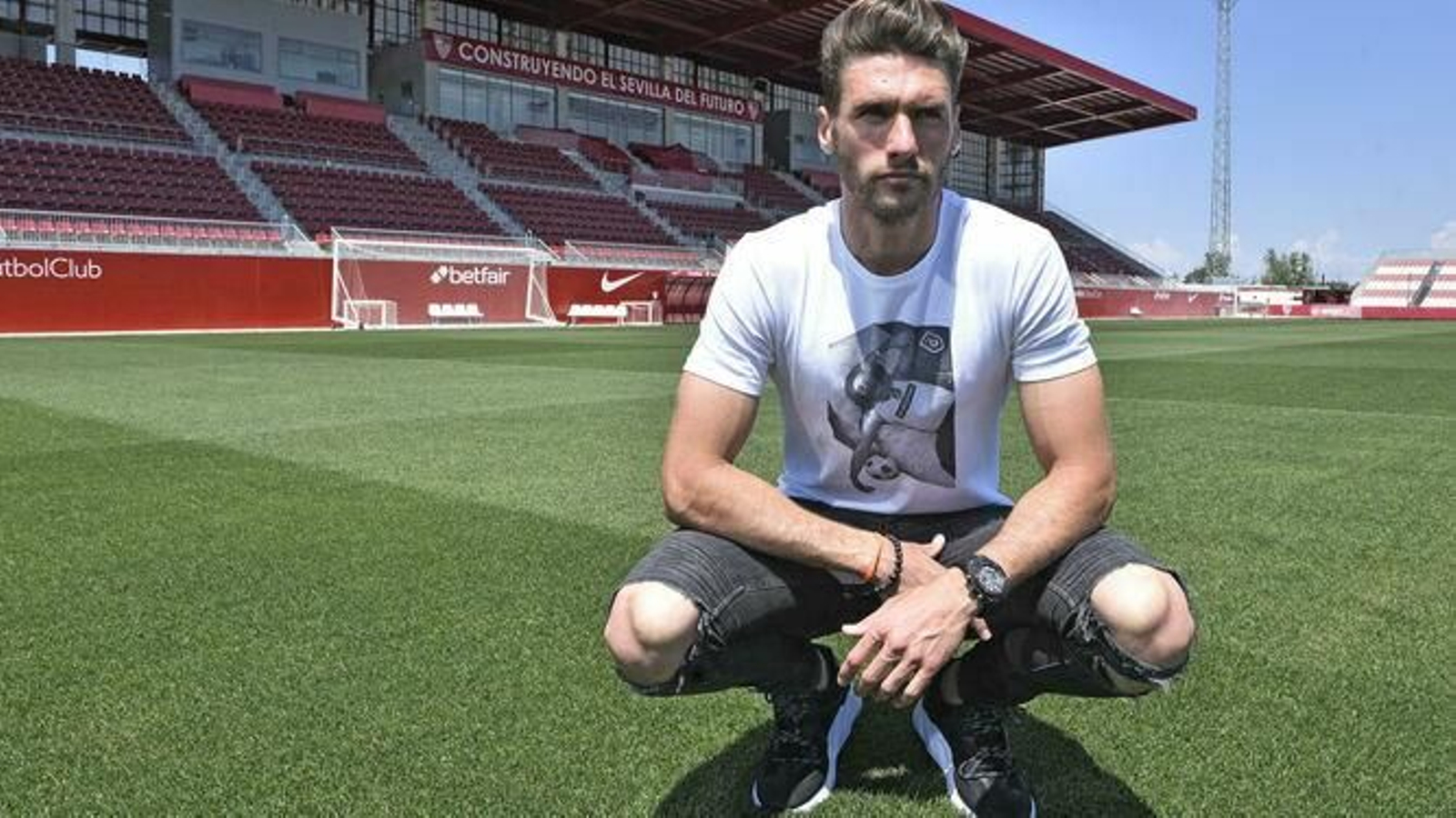 Sergi Gómez, en una imagen en la ciudad deportiva, puede acabar en la Serie A italiana.