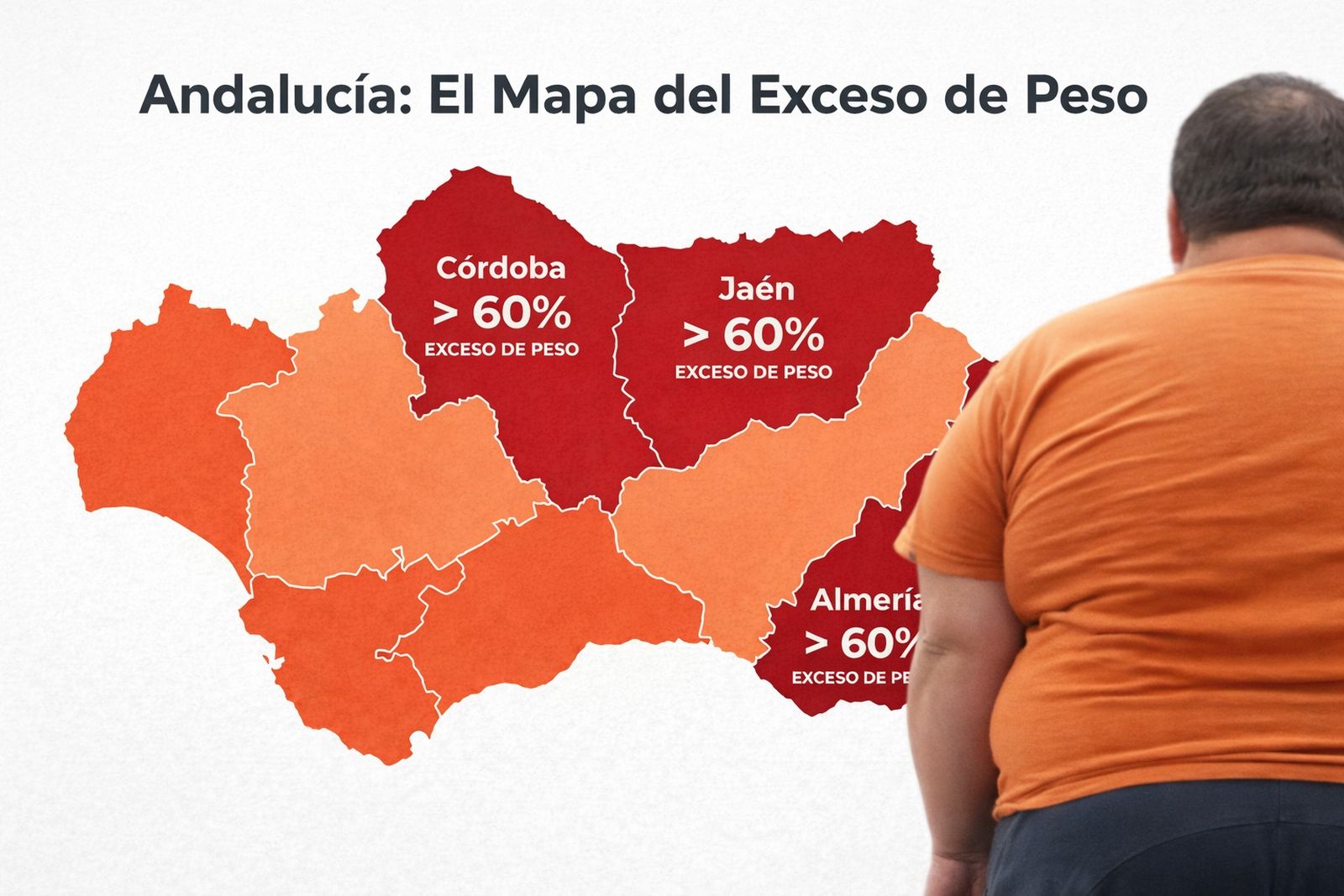 Mapa del exceso de peso en Andalucía, con especial incidencia en la provincia de Almería.