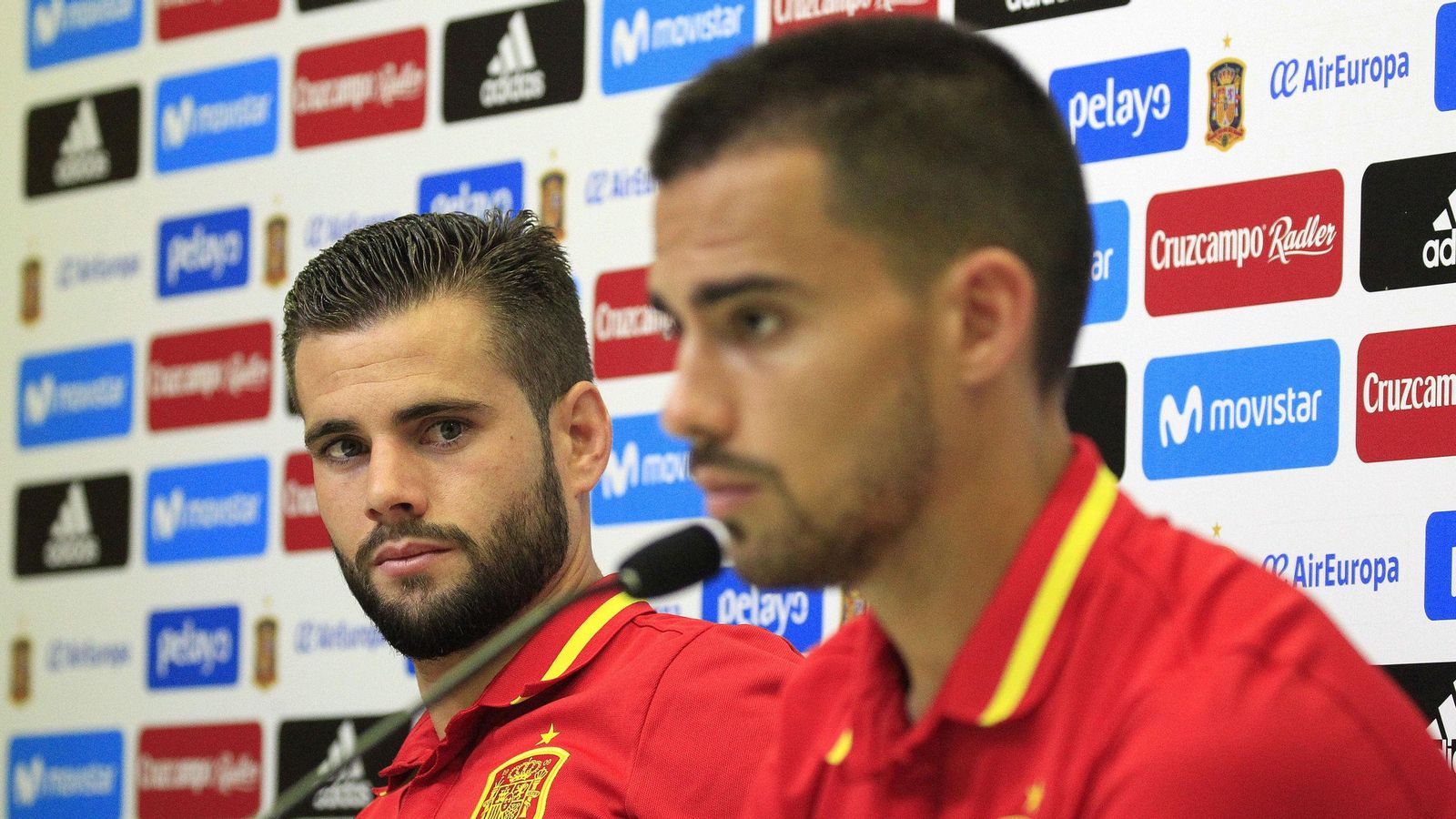 Con Nacho, en una rueda de prensa de la selección absoluta.