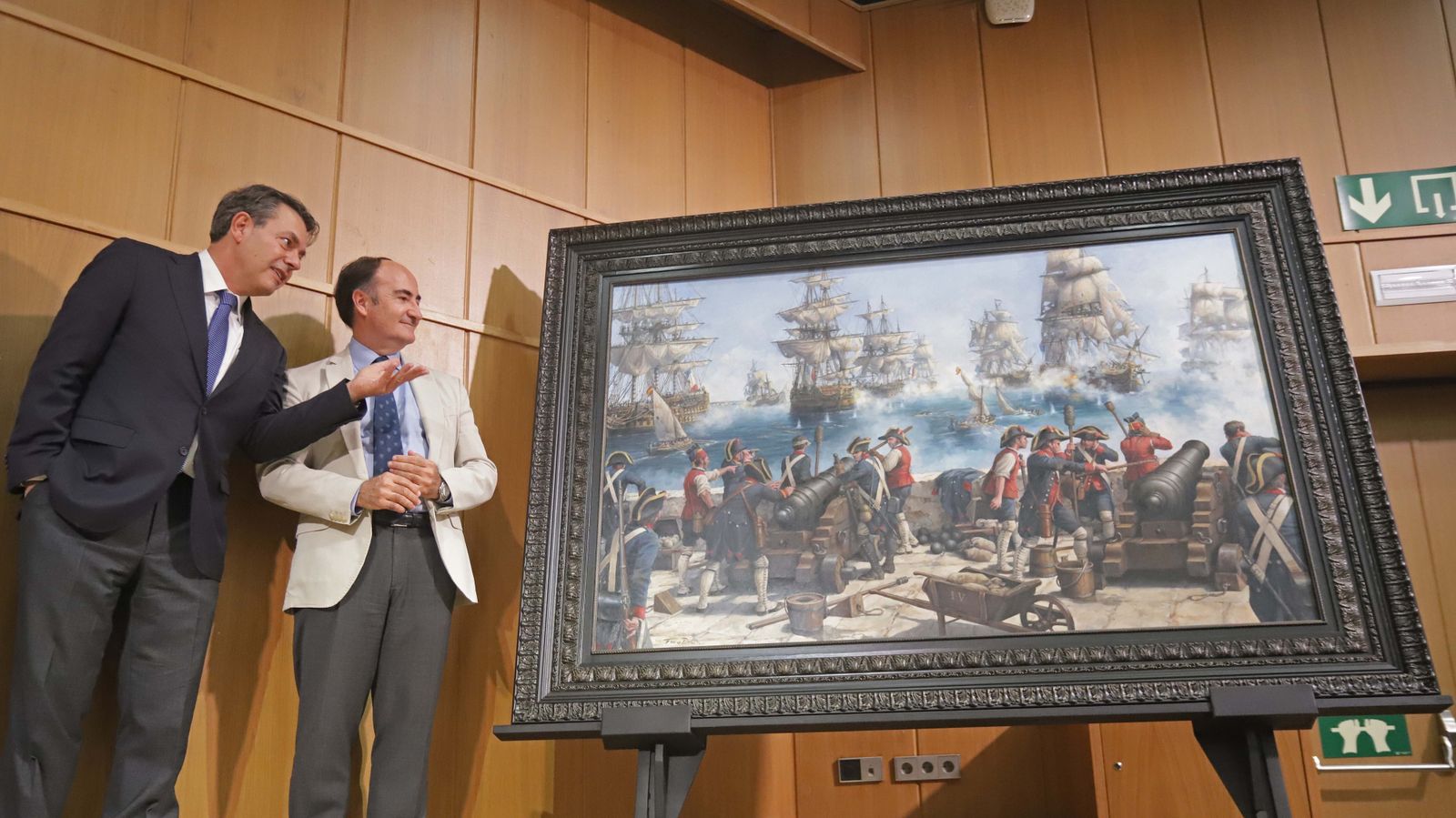 Fotos de la presentación del cuadro 'La Batalla de Algeciras' de Augusto Ferrer-Dalmau para el Puerto de Algeciras