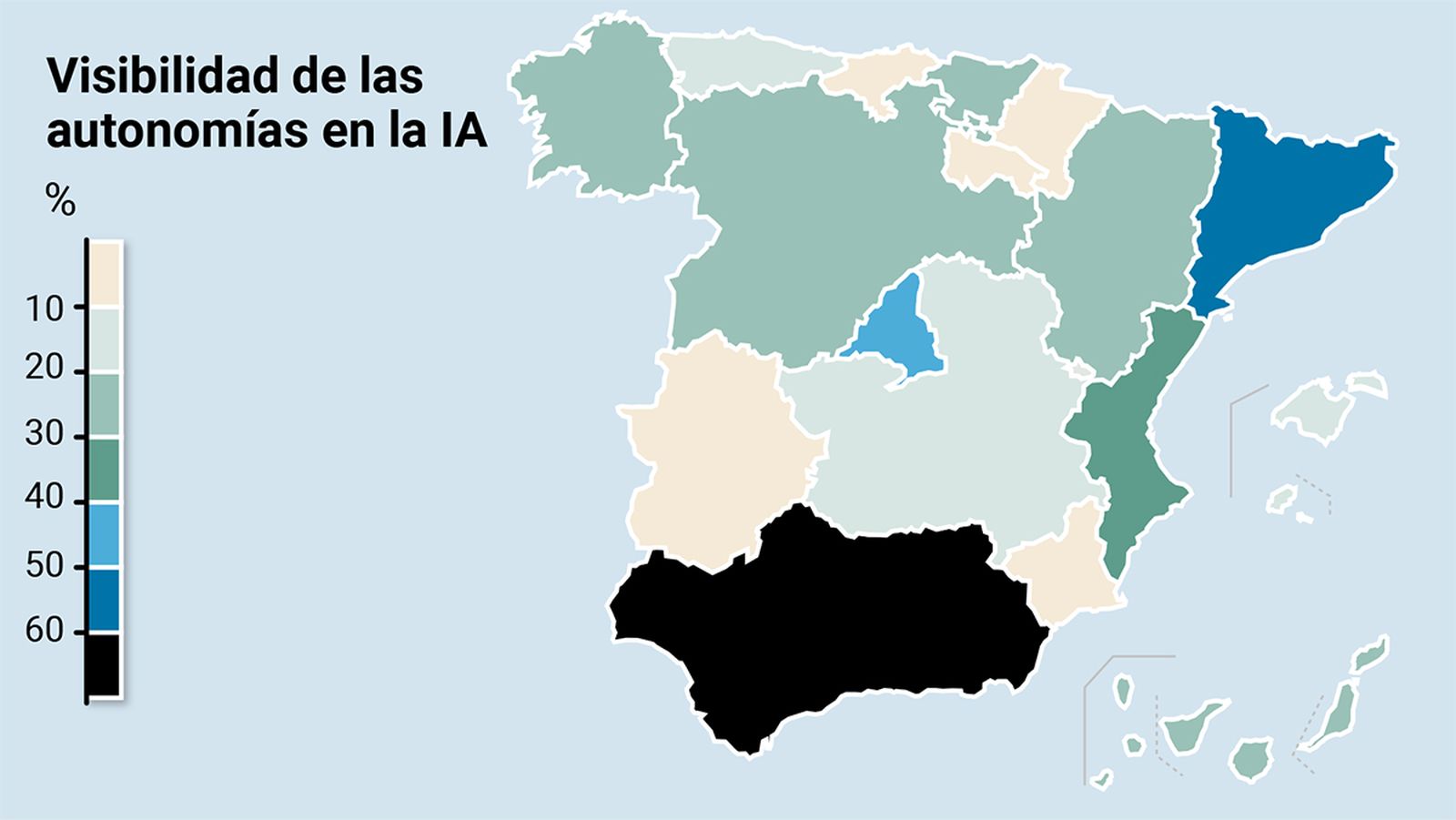 Visibilidad d elas autonomías  en la IA. Fuente: LLYC