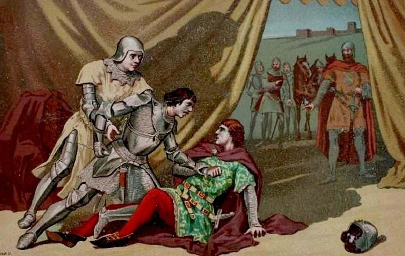 Asesinato del rey Pedro I por su hermano el Conde de Trastámara en el campamento de Montiel en marzo de 1369.