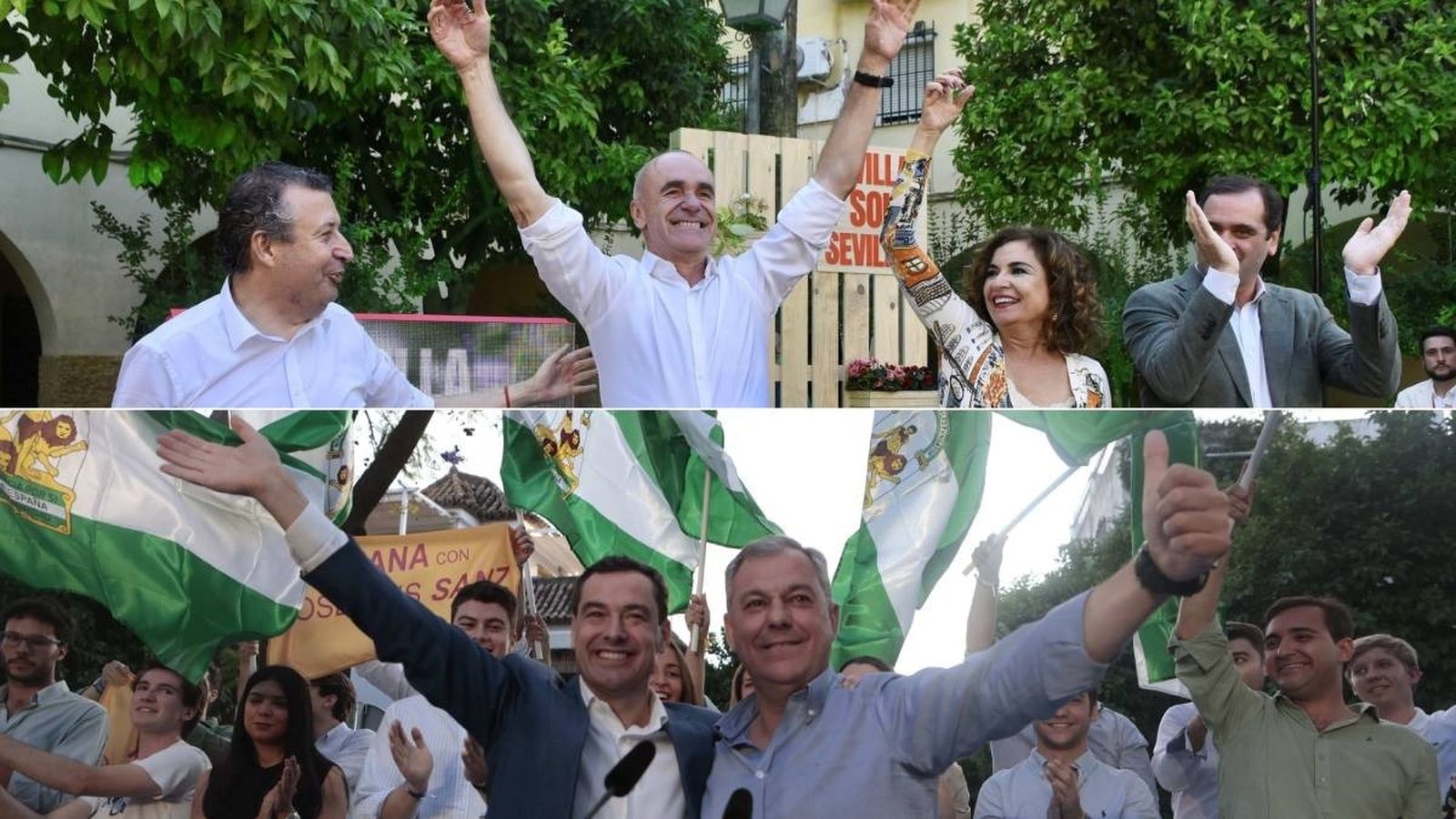 Muñoz y Sanz en los actos de cierre de campaña.
