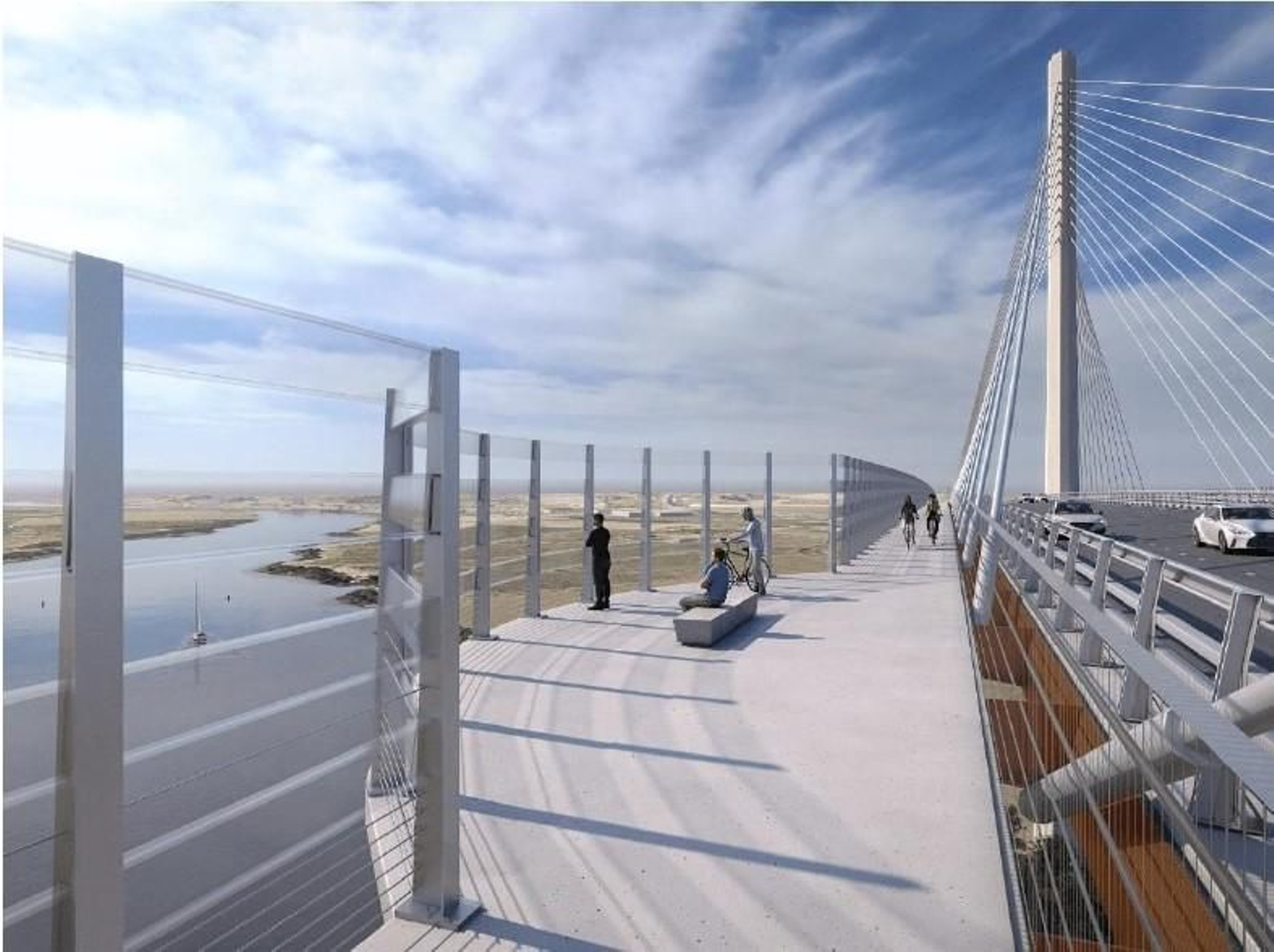 Recreación del mirador del futuro puente de la SE-40 en el tramo Dos Hemanas-Coria