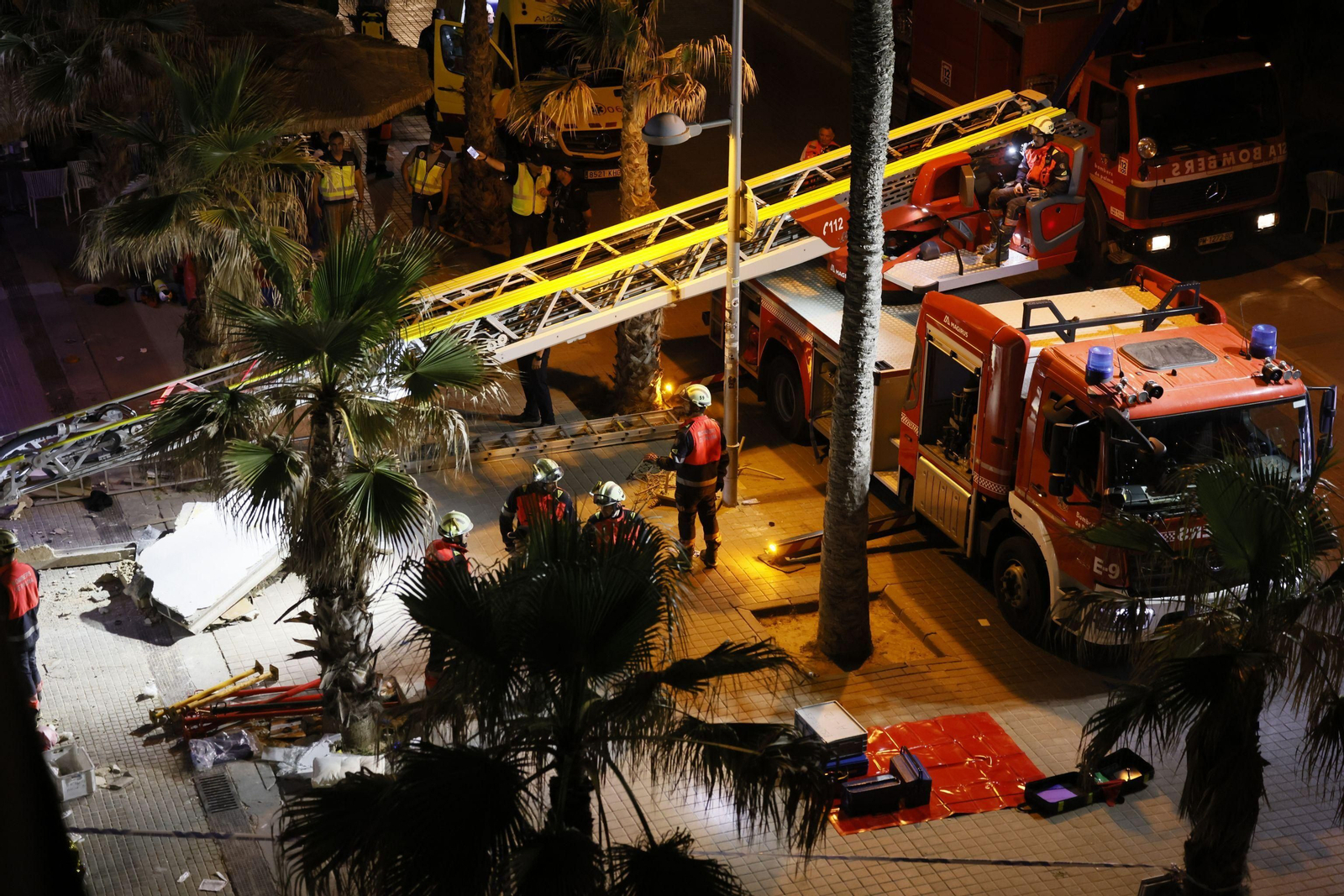 Las imágenes del derrumbe del restaurante en Palma