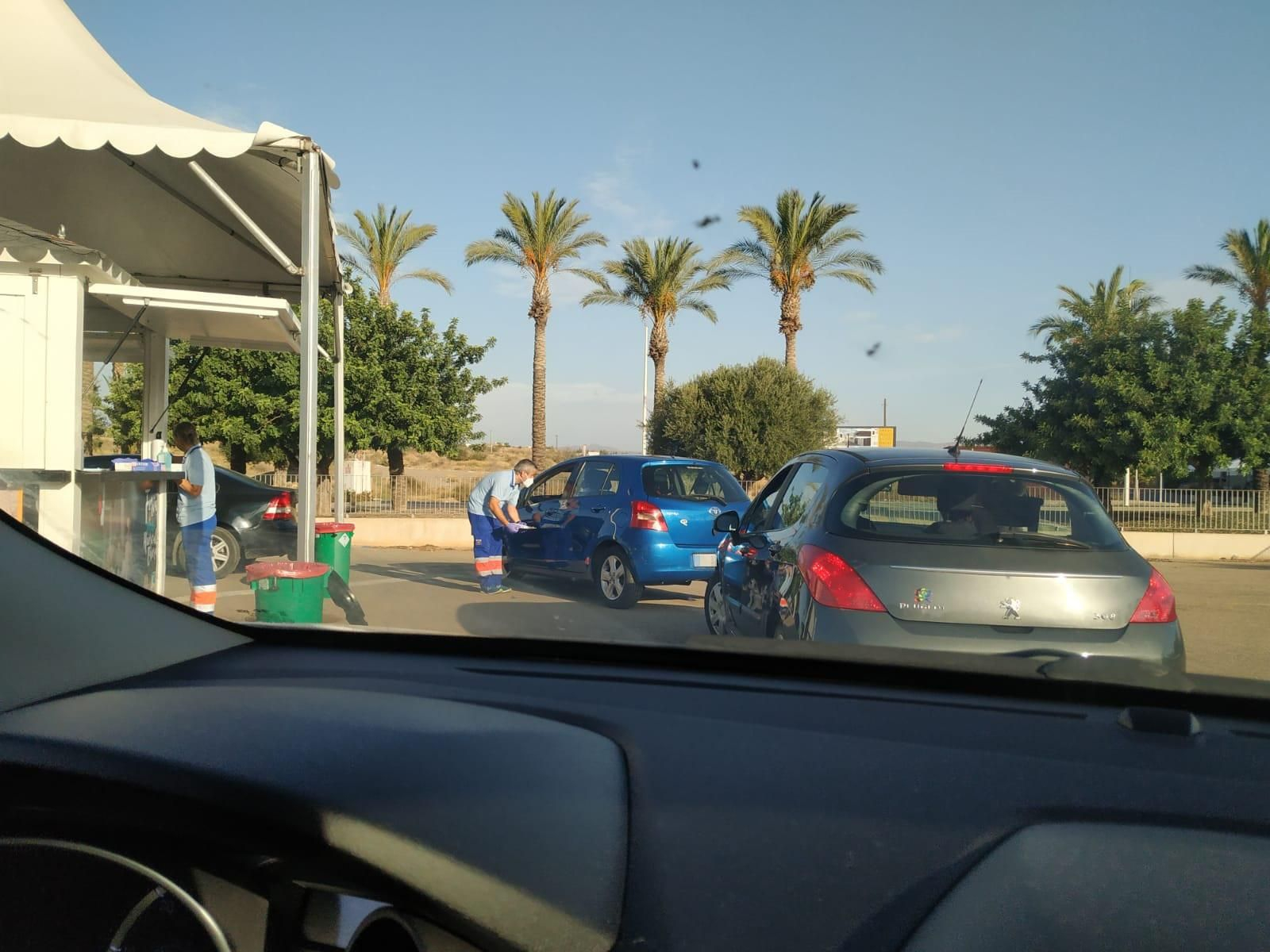 Punto de toma de muestras PCR en el Hospital de la Inmaculada de Huércal-Overa.