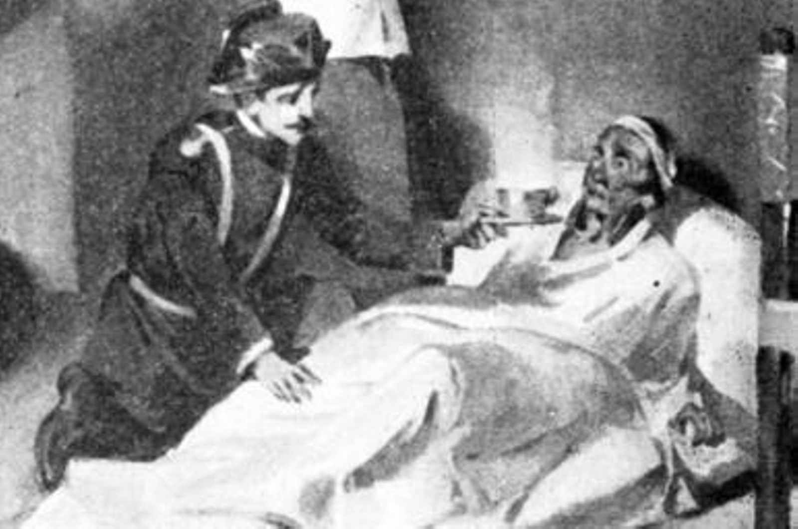 Lámina de “La Guardia Civil y su tiempo” recreando el auxilio en una epidemia de cólera.