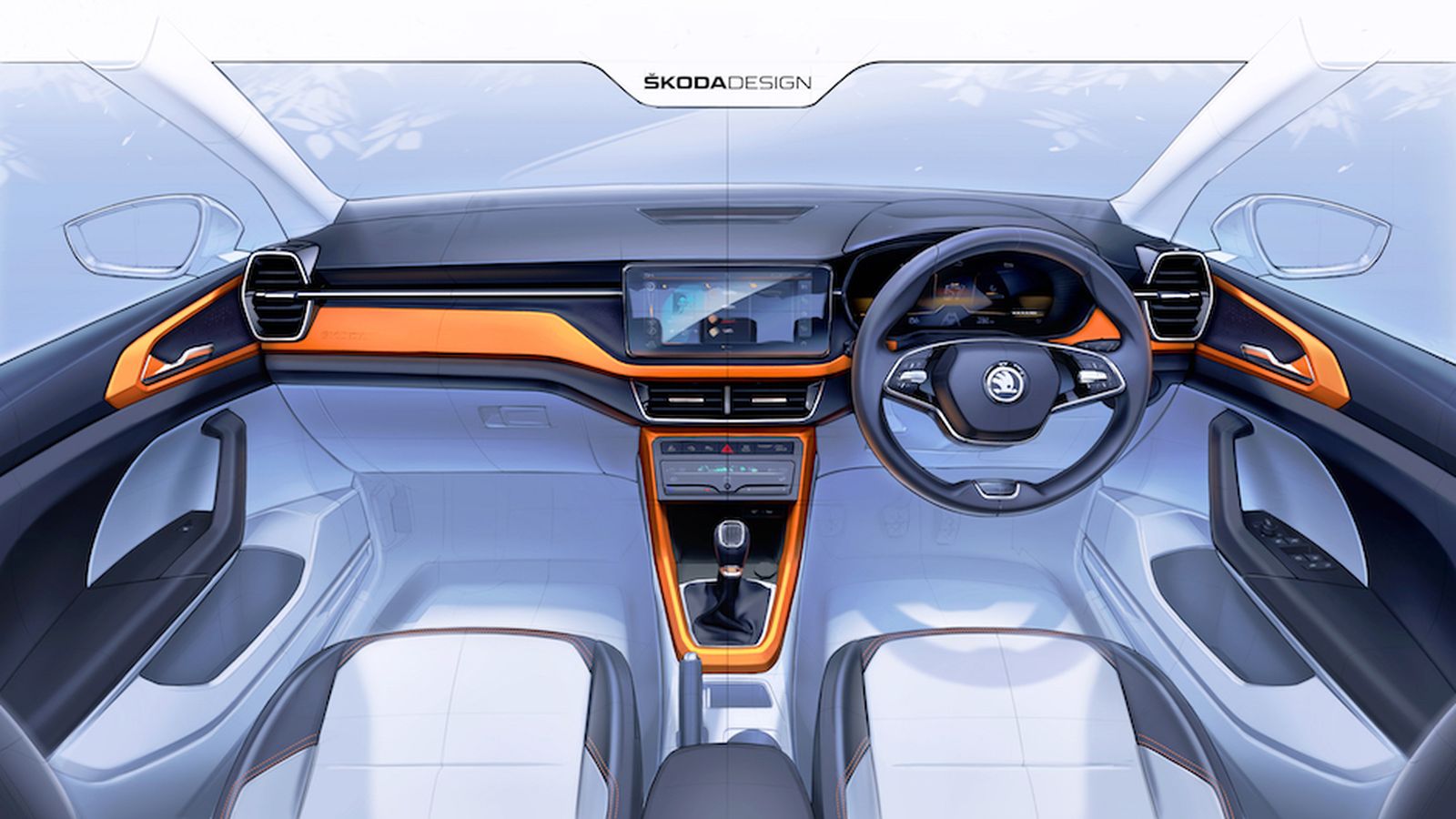 El elemento central del interior del nuevo ŠKODA KUSHAQ es una pantalla de infoentretenimiento independiente.