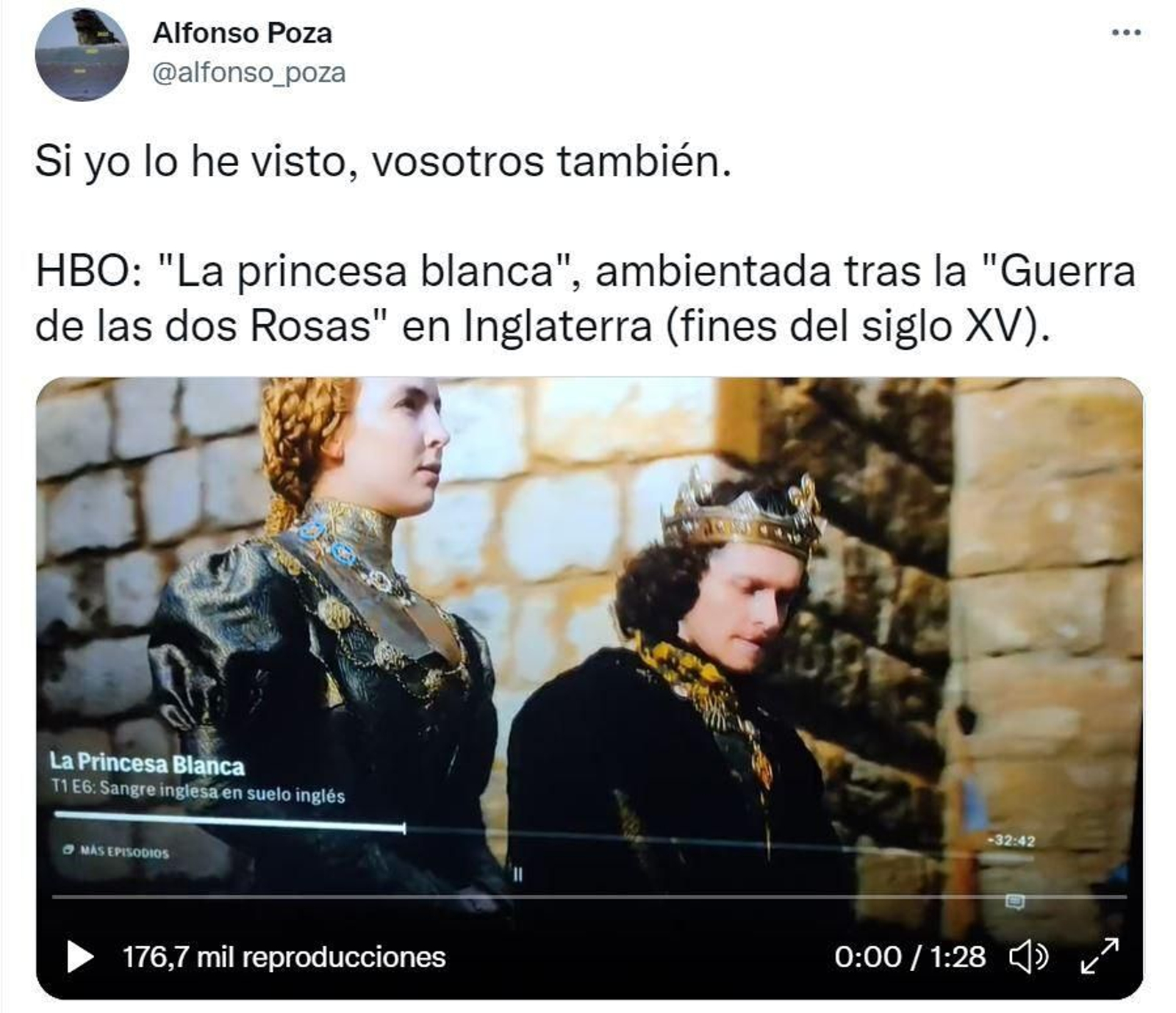 Tweet en el que se ve la escena que tanto ha dado de que hablar