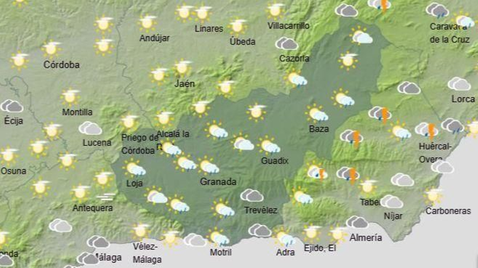 El Tiempo en Granada el 16 de octubre de 2025