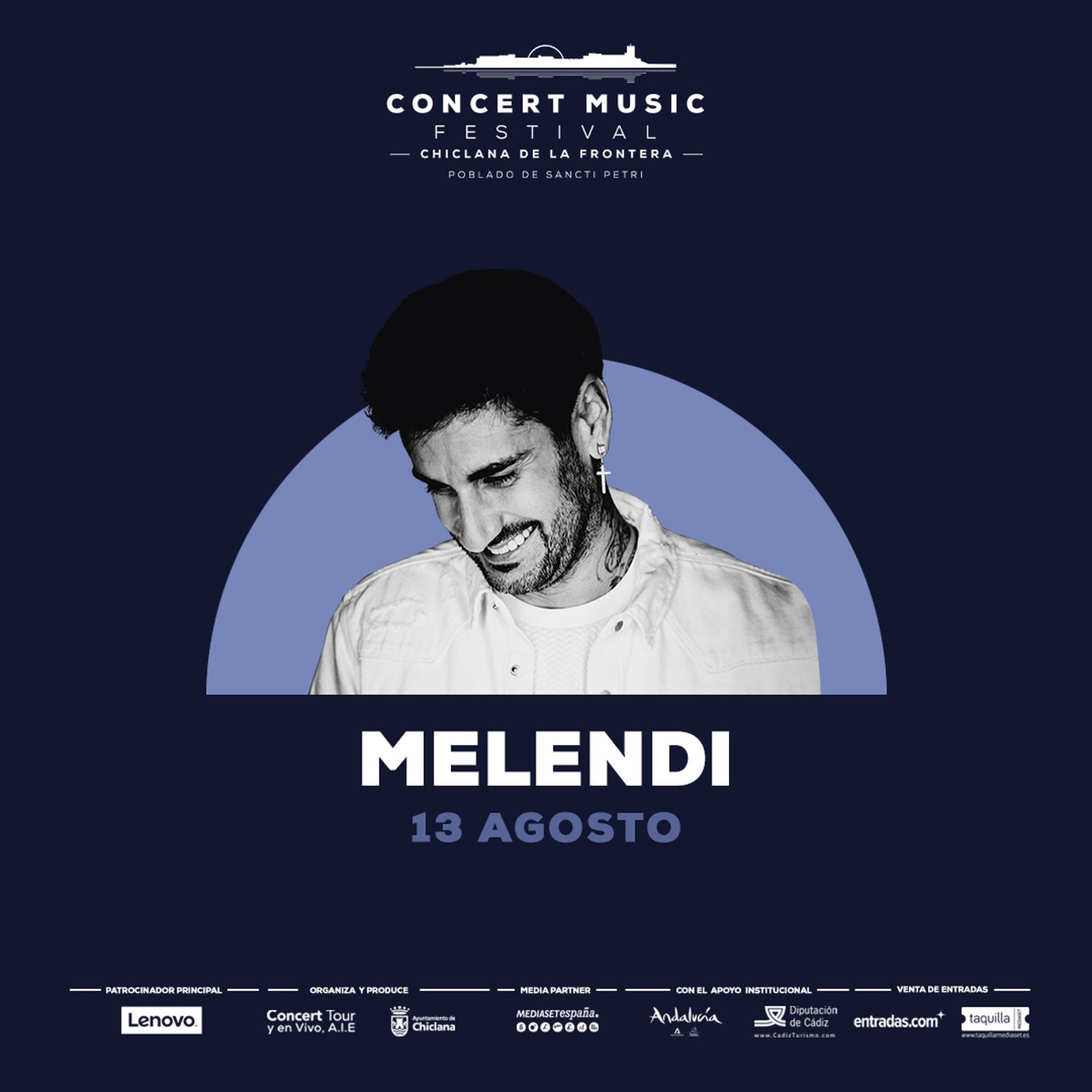 Cartel anunciador del concierto de Melendi en Sancti Petri.