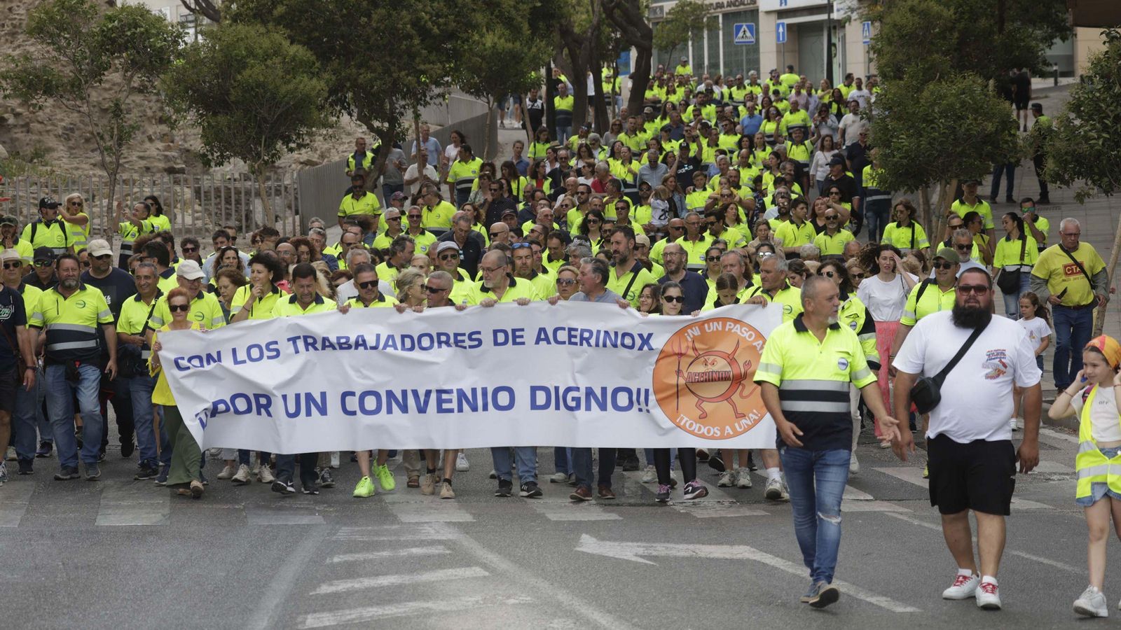 Una manifestación de los trabajadores de Acerinox. Una manifestación de los trabajadores de Acerinox.