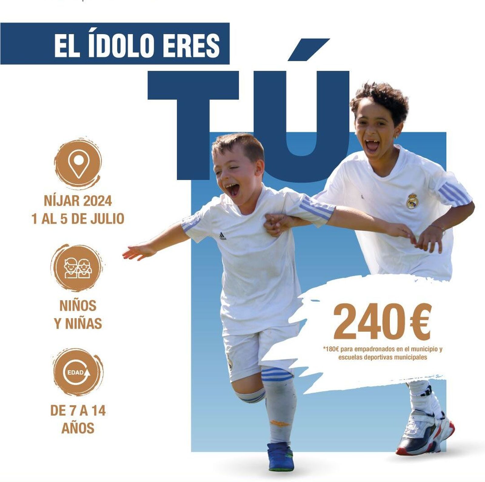 Cartel del Campus de fútbol de la Fundación Real Madrid que tendrá lugar en Campohermoso.