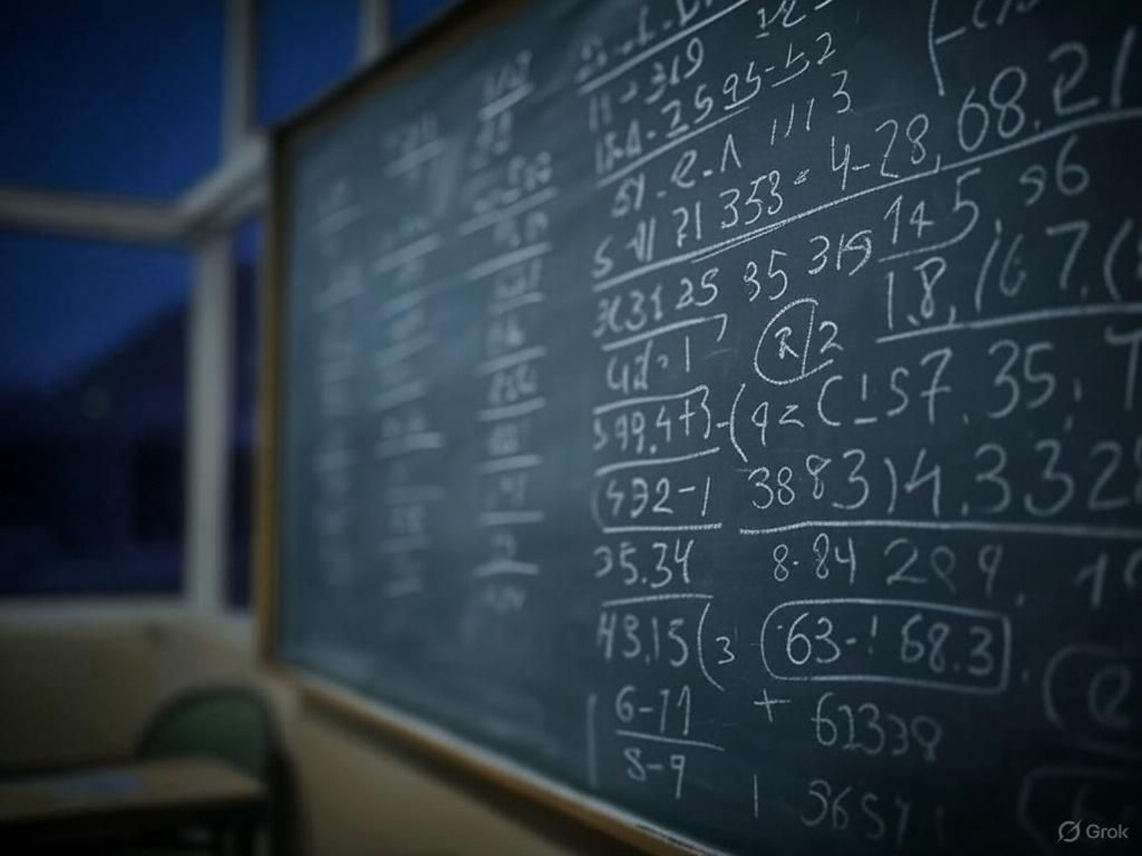 Una pizarra con números matemáticos