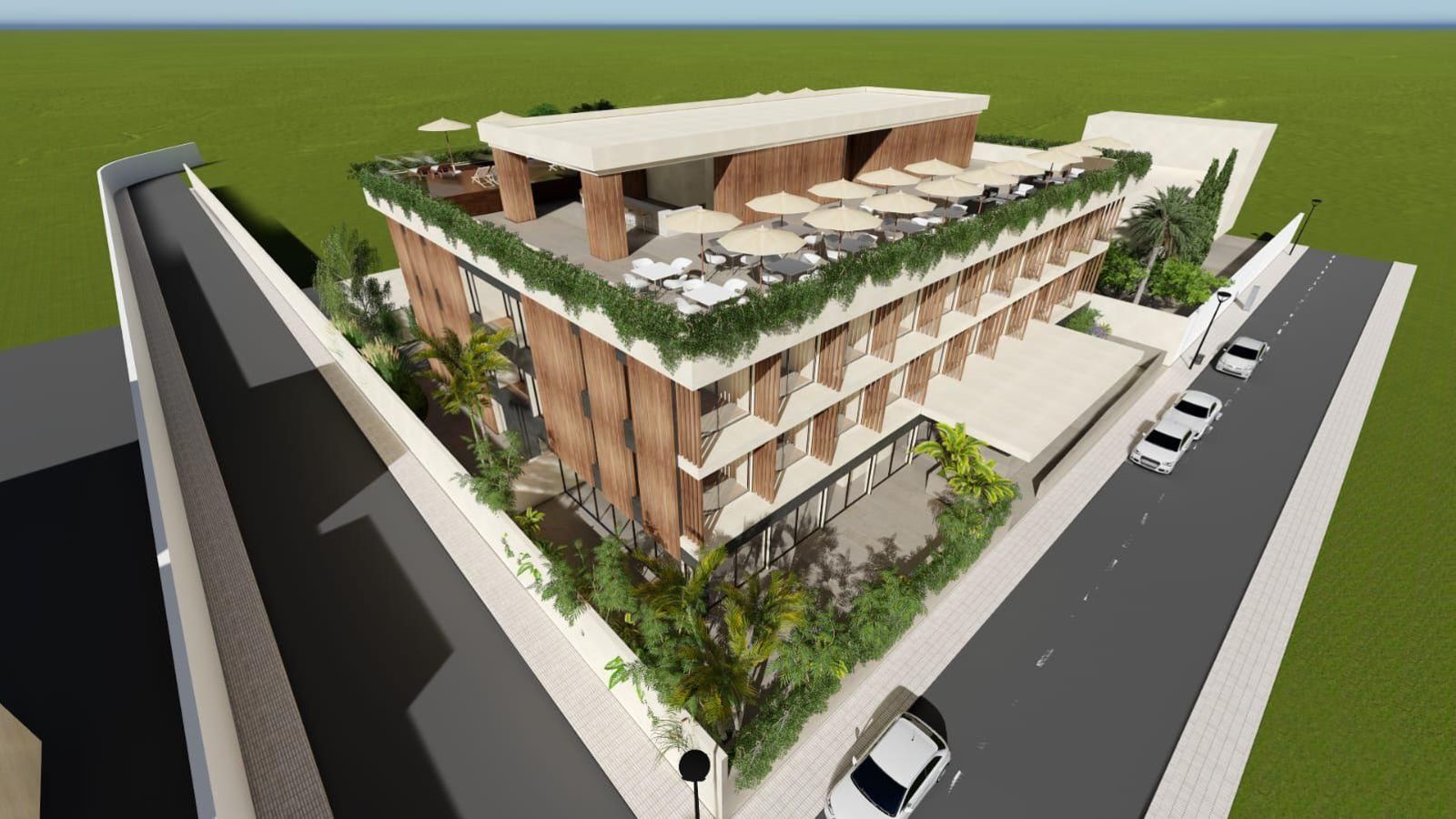 Maqueta 3D del hotel presentado por el Ayuntamiento en Villa Gloria.