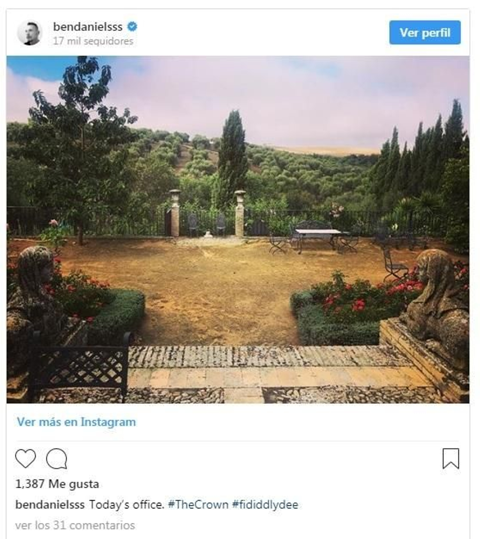 Ben Daniels colgó esta foto de la finca La Peñuela