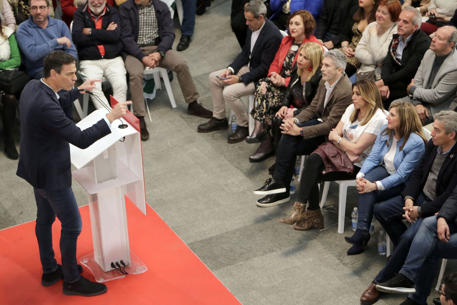Pedro Sánchez, durante su último mitin en Jerez el pasado mes de abril.