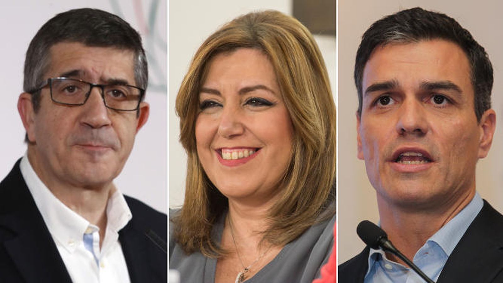 Patxi López, Susana Díaz y Pedro Sánchez.