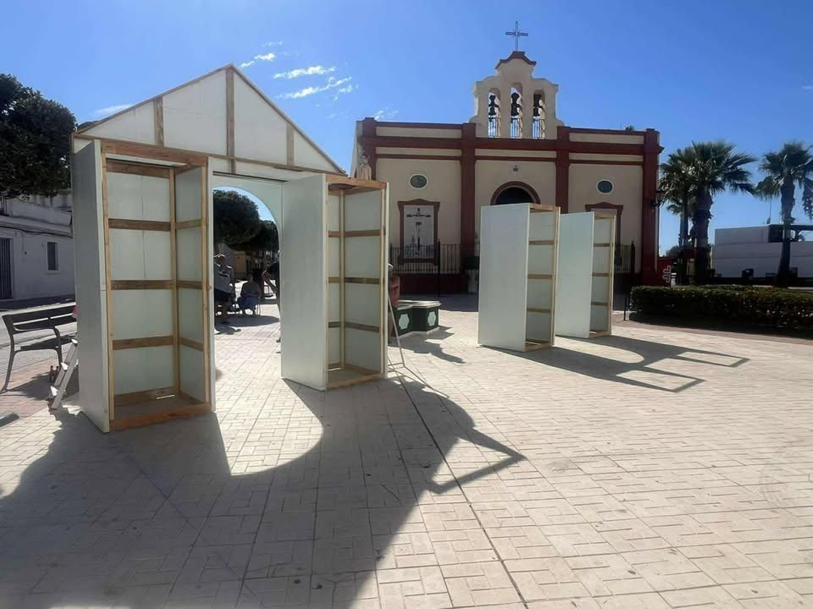 Montaje del pasaje del terror de Villa Carmela, en el barrio de La Casería de San Fernando