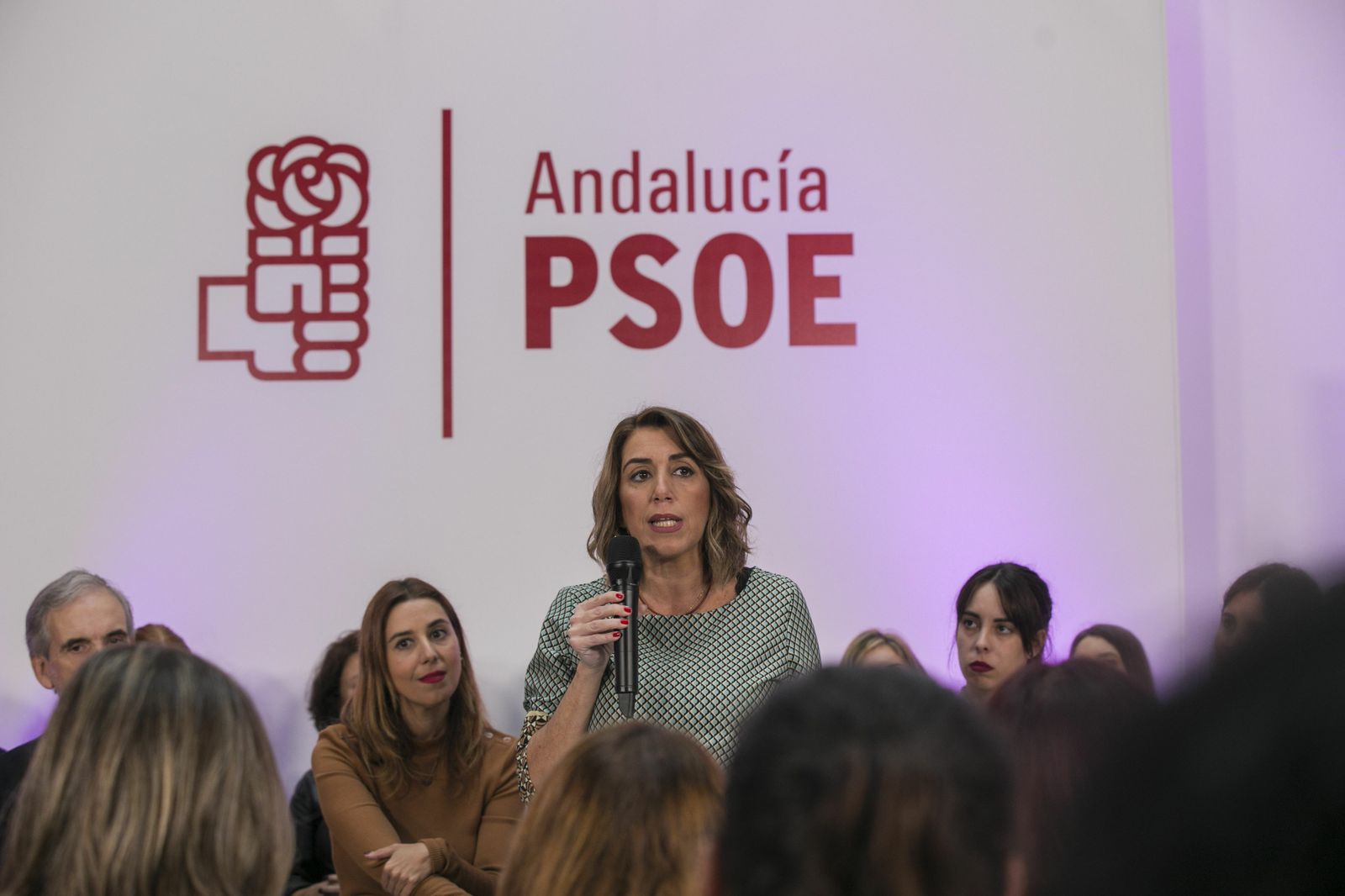 Susana Díaz, el pasado viernes en la sede del PSOE andaluz en un acto contra la violencia de género.