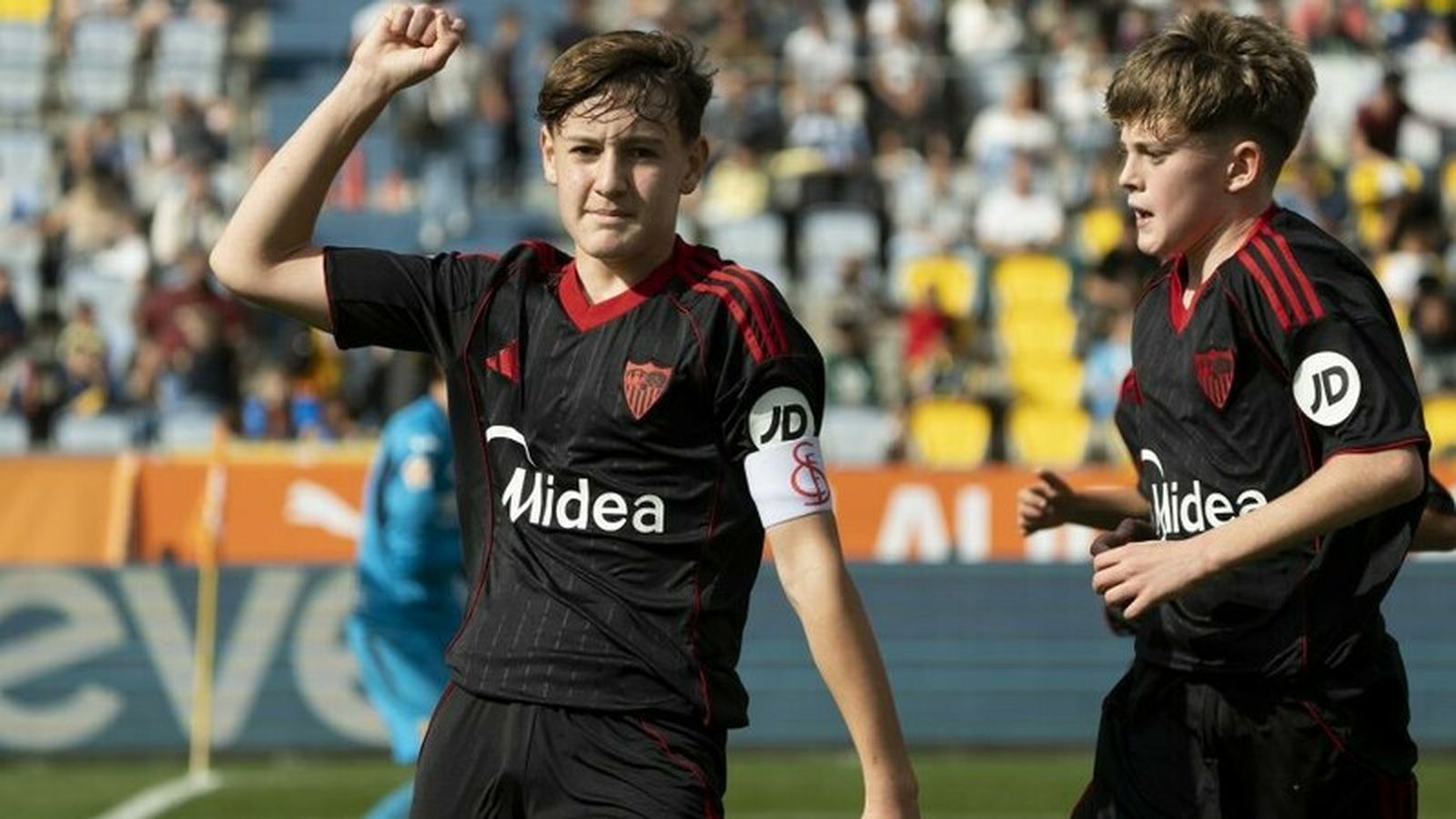 Los jugadores del Sevilla FC celebran un gol en LaLiga FC Futures