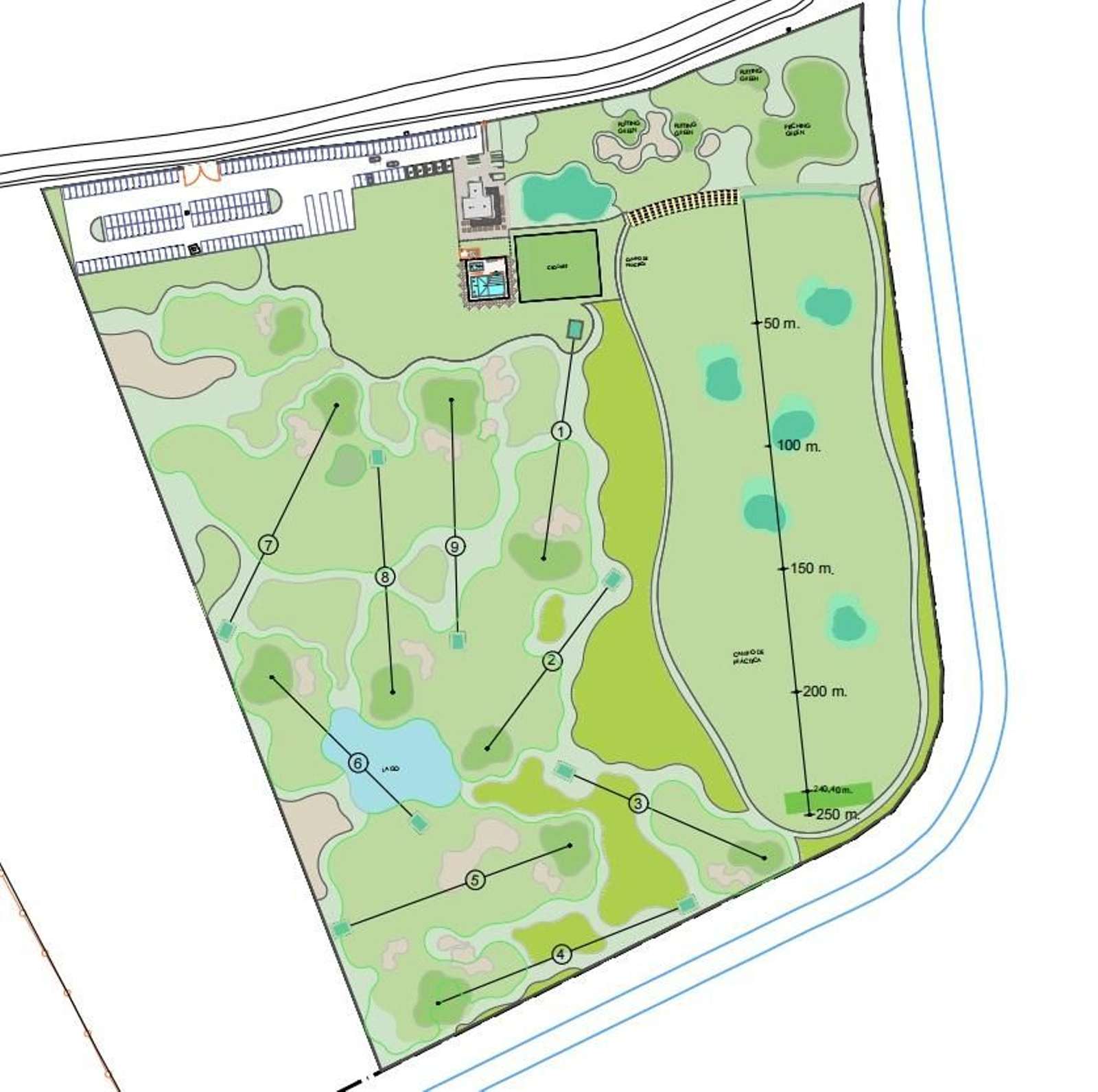 Plano de la futura escuela de golf.