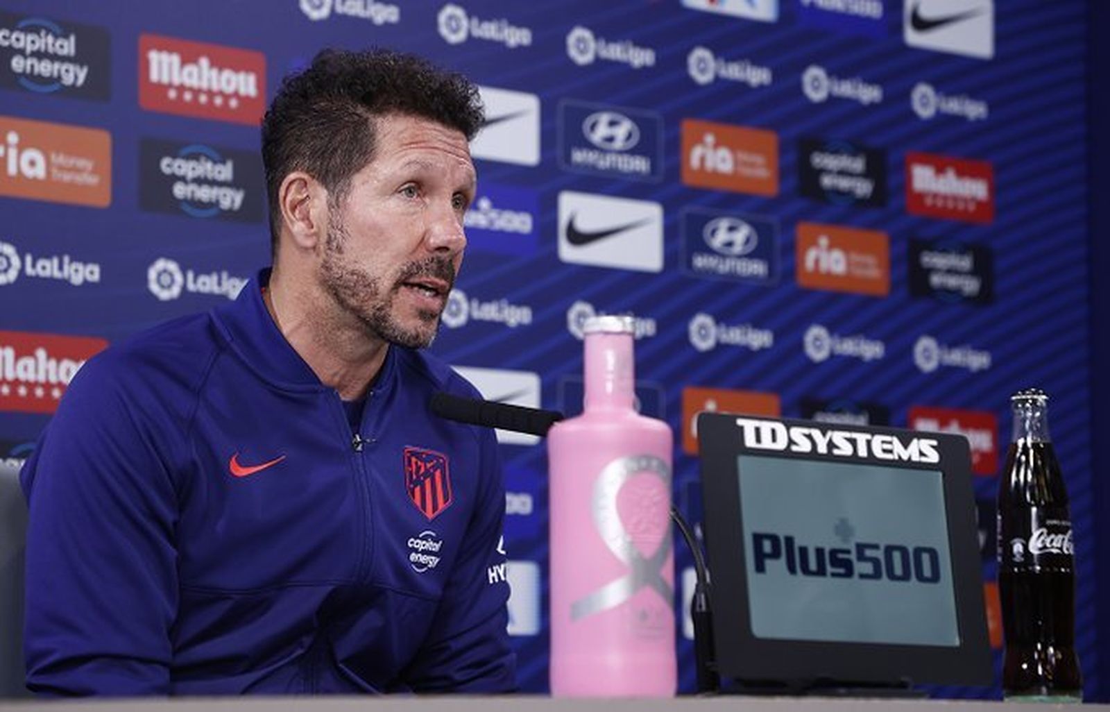 Diego Simeone, en un momento de su conferencia de prensa.