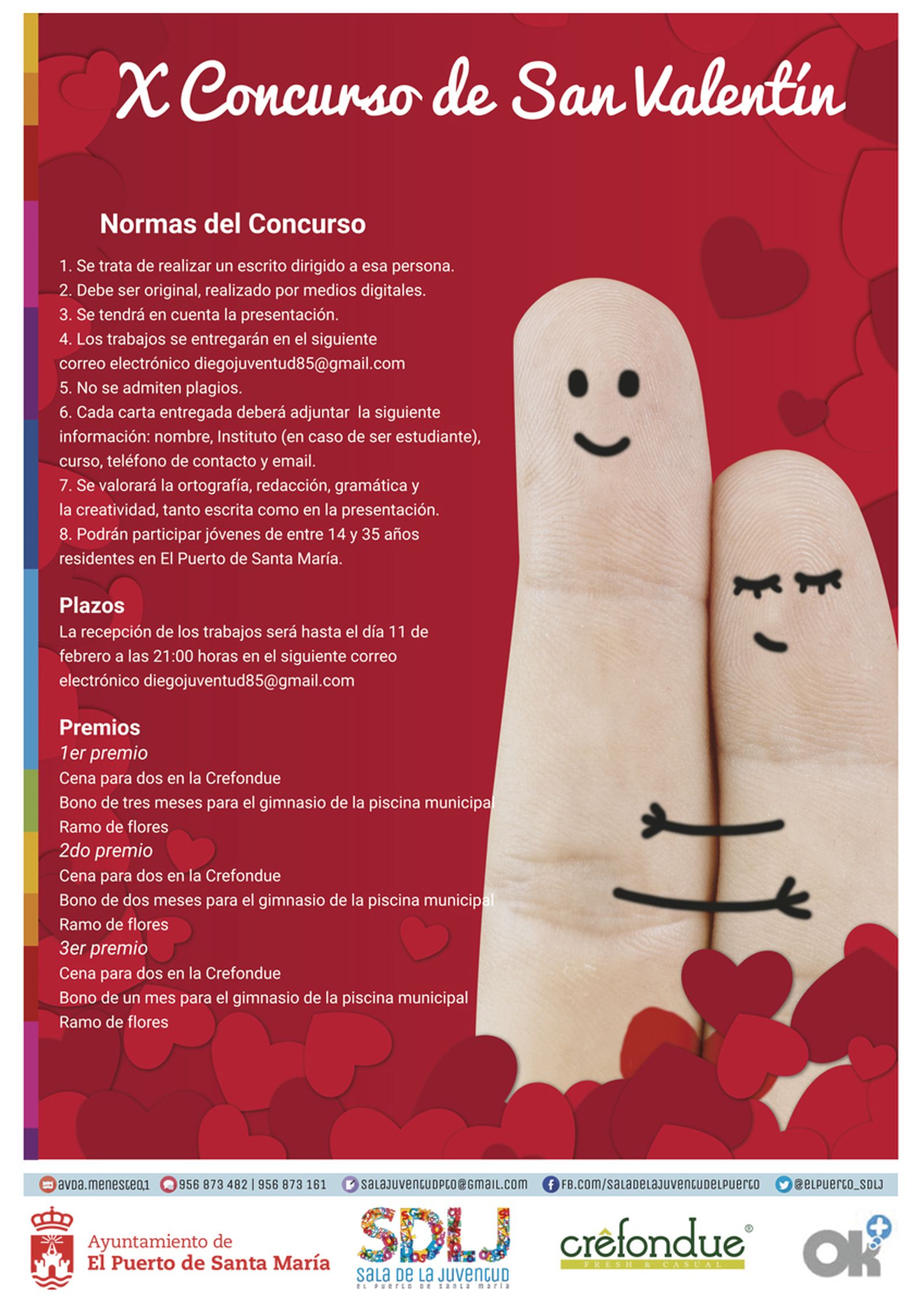 Cartel anunciador del X concurso de relatos de San Valentín organizado por la Concejalía de Juventud.