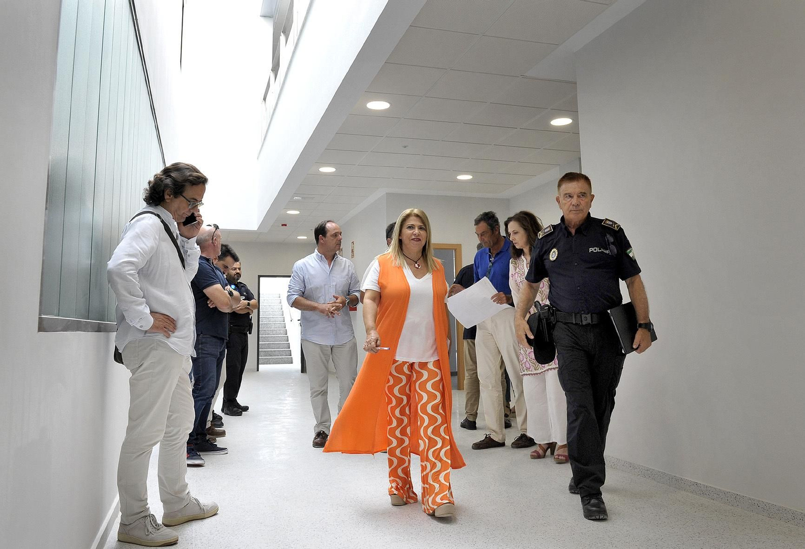 Mamen Sánchez, en la visita a las obras de la nueva Jefatura de Policía Local.