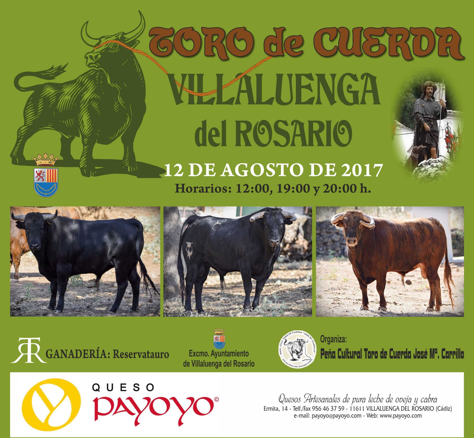 Los tres astados que saldrán a recorrer las calles de Villaluenga