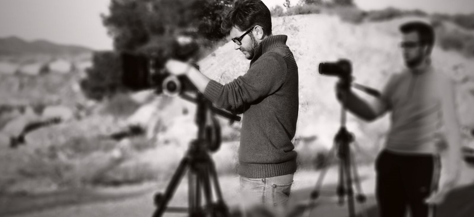 Gaspar López durante el rodaje del corto.