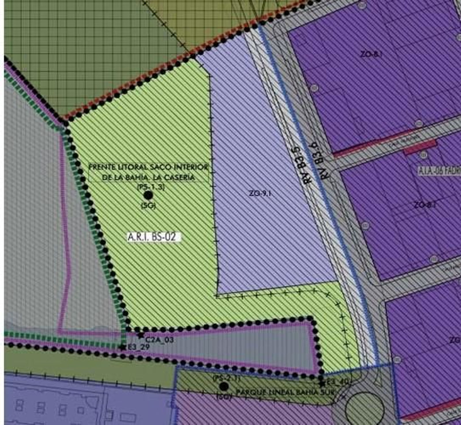 Ordenación recogida en el PGOU para el desarrollo de la zona de Caño Herrera