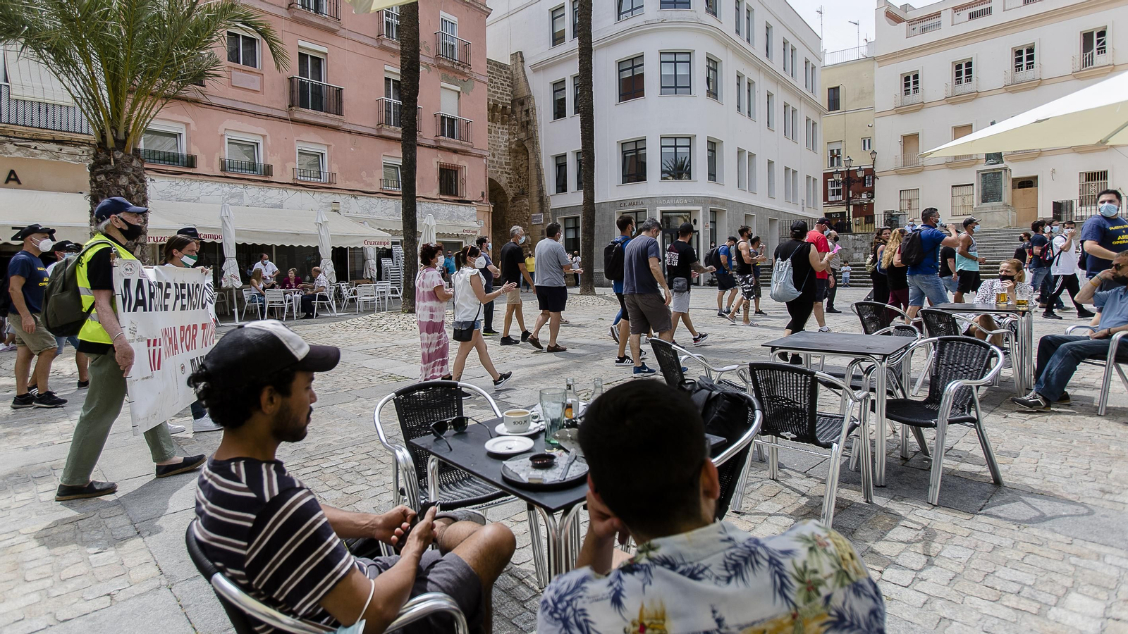 Manifestación contra el cierre de Airbus en Cádiz.