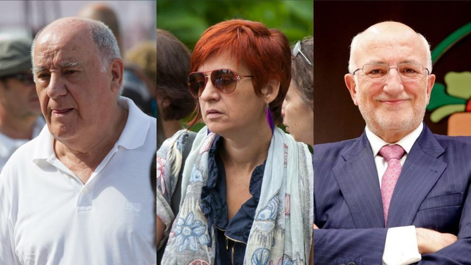 Amancio Ortega, su hija Sandra y Juan Roig