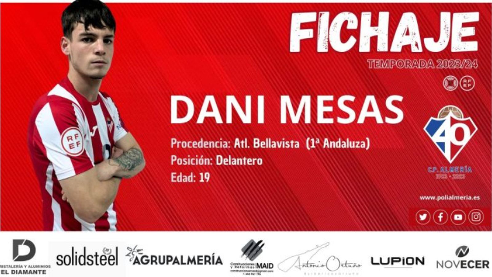 Dani Mesas reforzará el ataque del Poli Almería en esta segunda vuelta.